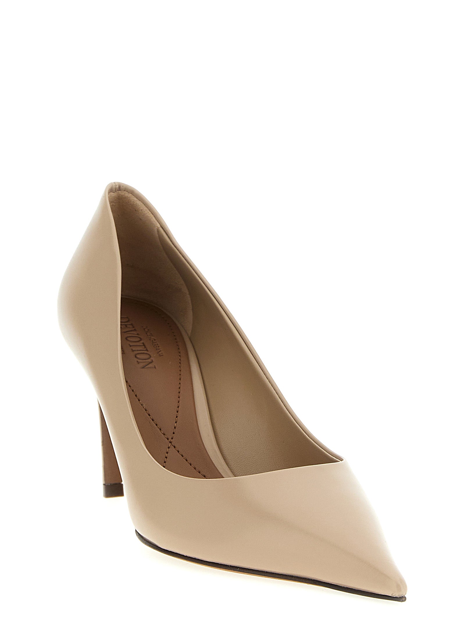 Escarpins à talons hauts en cuir de veau beige Dolce & Gabbana, élégants et sophistiqués pour femme.