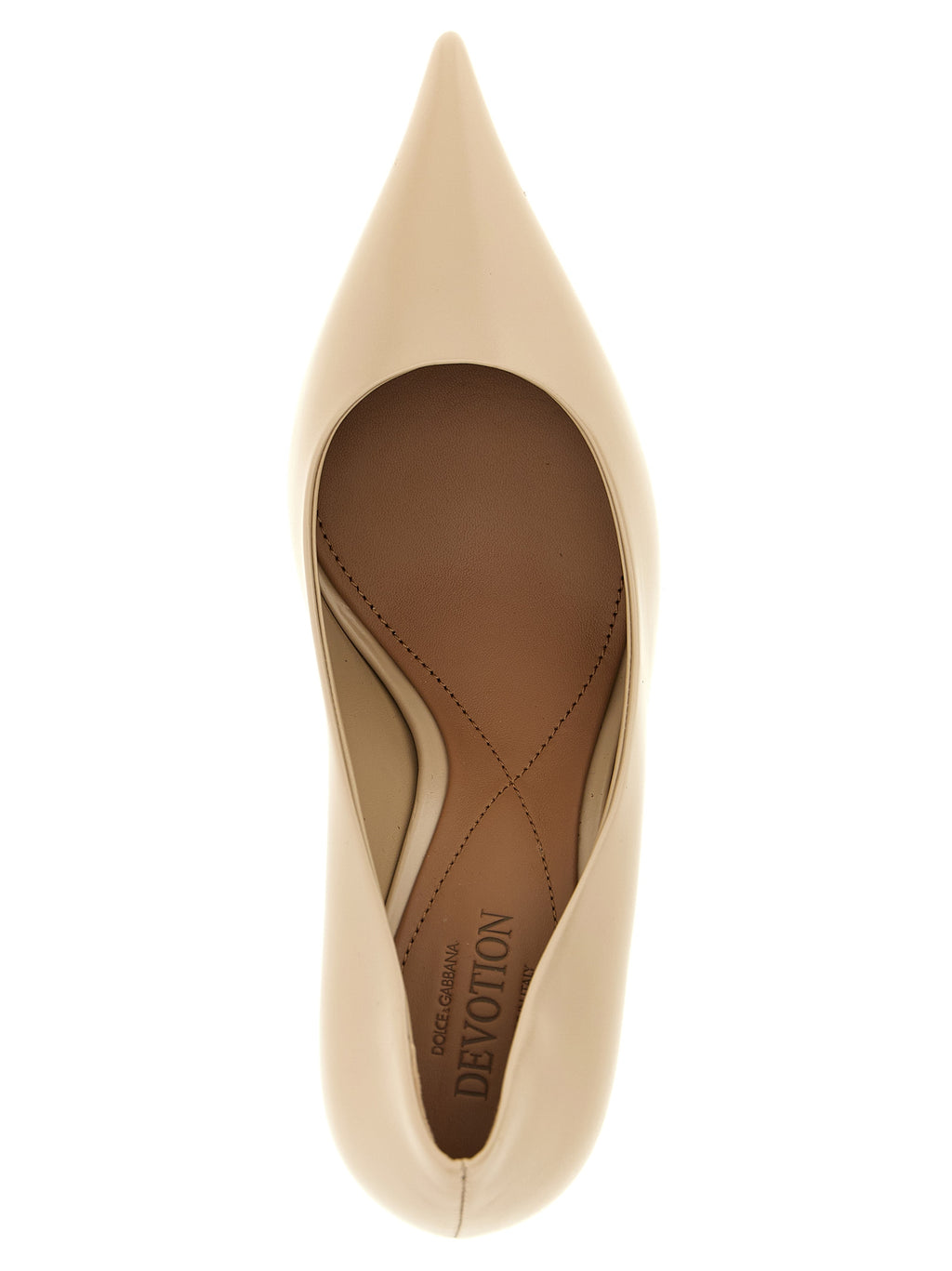 Escarpins à talons hauts en cuir de veau beige de Dolce & Gabbana, chaussures élégantes pour femmes.