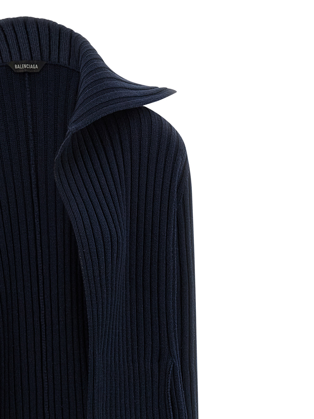 Cardigan en polyester bleu de la marque Balenciaga, ajusté et élégant, avec détails modernes et couture de haute qualité.