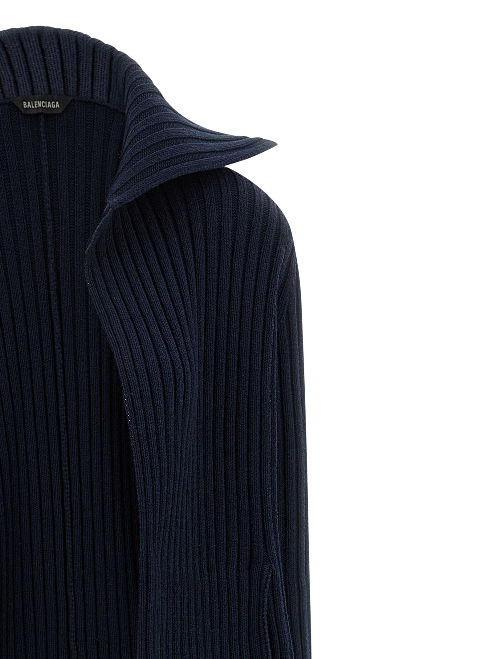 Cardigan en polyester bleu de la marque Balenciaga, ajusté et élégant, avec détails modernes et couture de haute qualité.