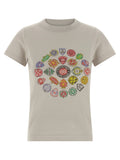 T-shirt gris en coton de Balenciaga, coupe classique, logo discret sur la poitrine, vue de face.