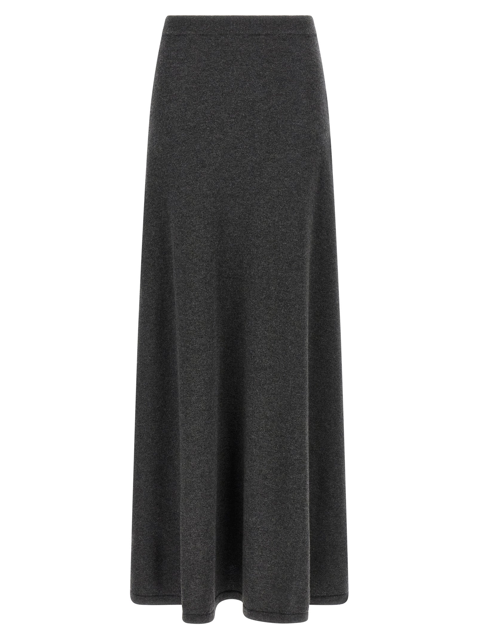 Jupe courte gris en laine de Balenciaga, coupe ajustée avec ceinture élégante, portée sur un mannequin.