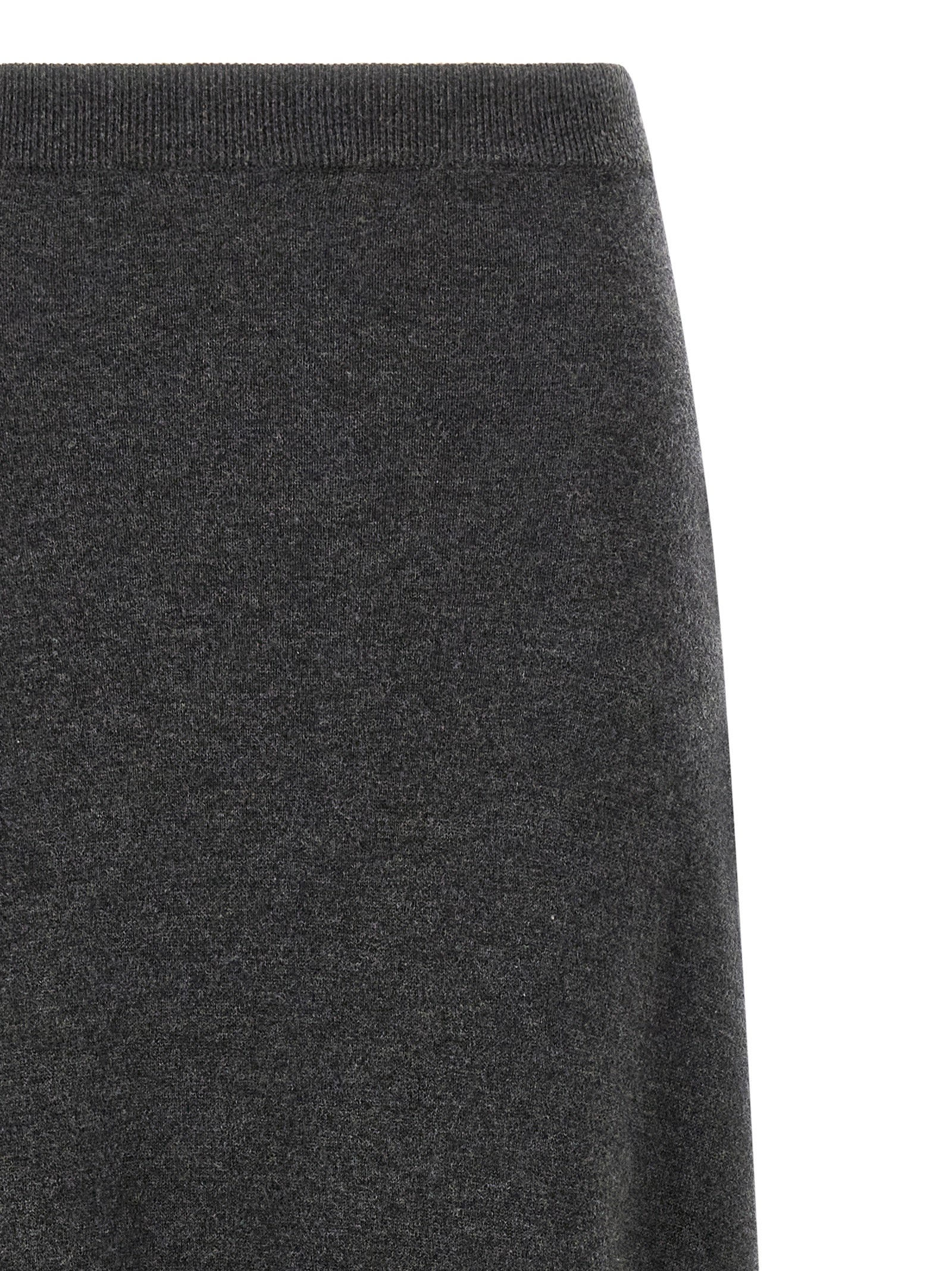 Jupe courte grise en laine de Balenciaga, coupe ajustée avec détails élégants, portée sur un mannequin.
