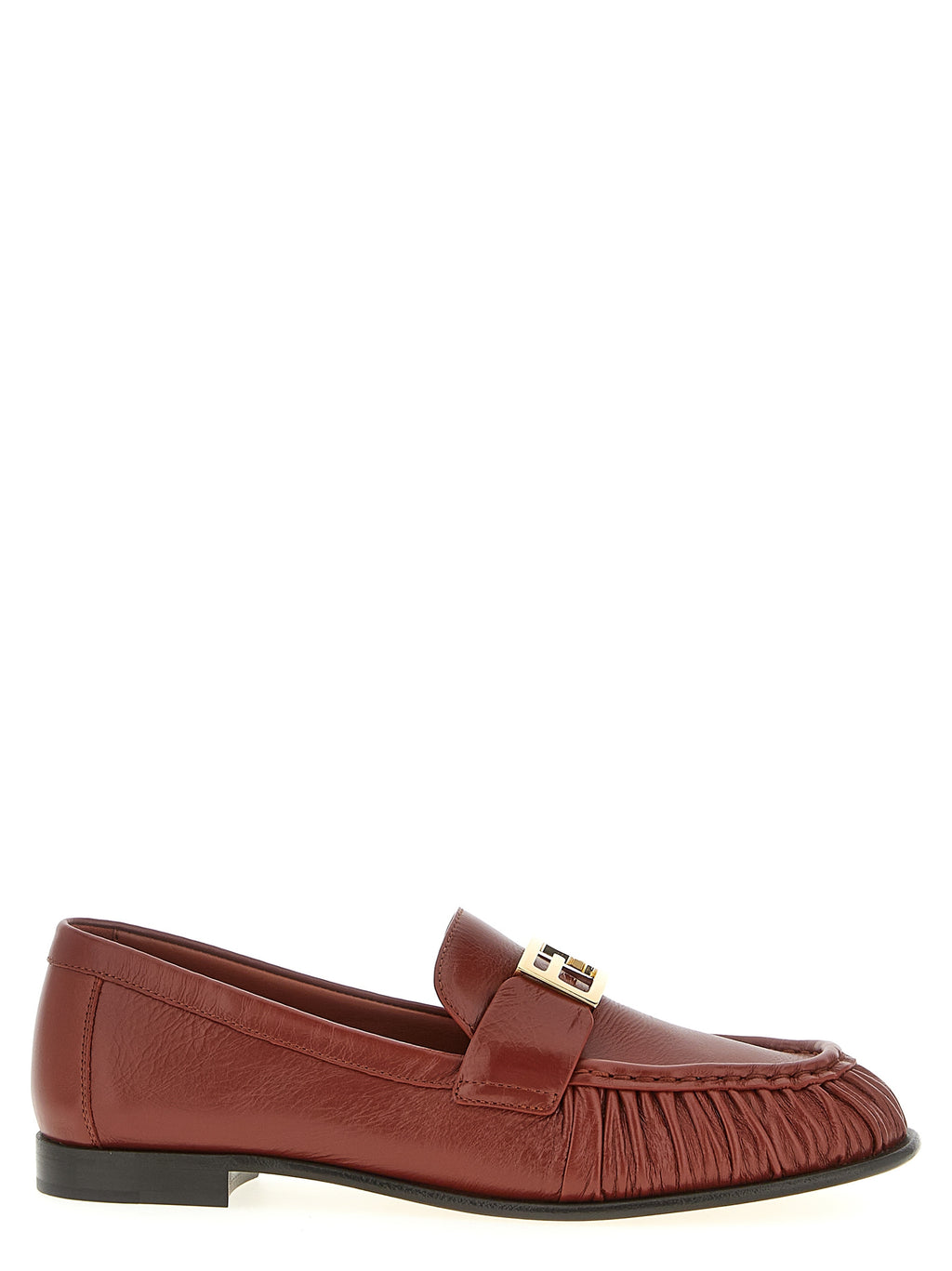 Mocassins Fendi en cuir d'agneau brun, chaussons slip-on élégants avec design sophistiqué et finition de haute qualité.