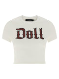 T-shirt en coton blanc Dolce & Gabbana, style décontracté avec logo discret, porté sur mannequin.