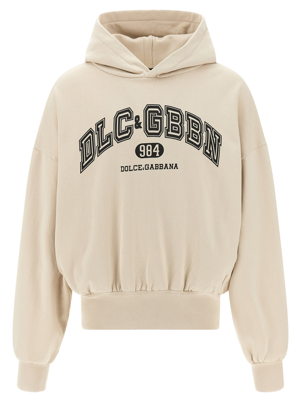 Sweat-shirt beige en coton de Dolce & Gabbana, style décontracté avec logo visible sur le devant.