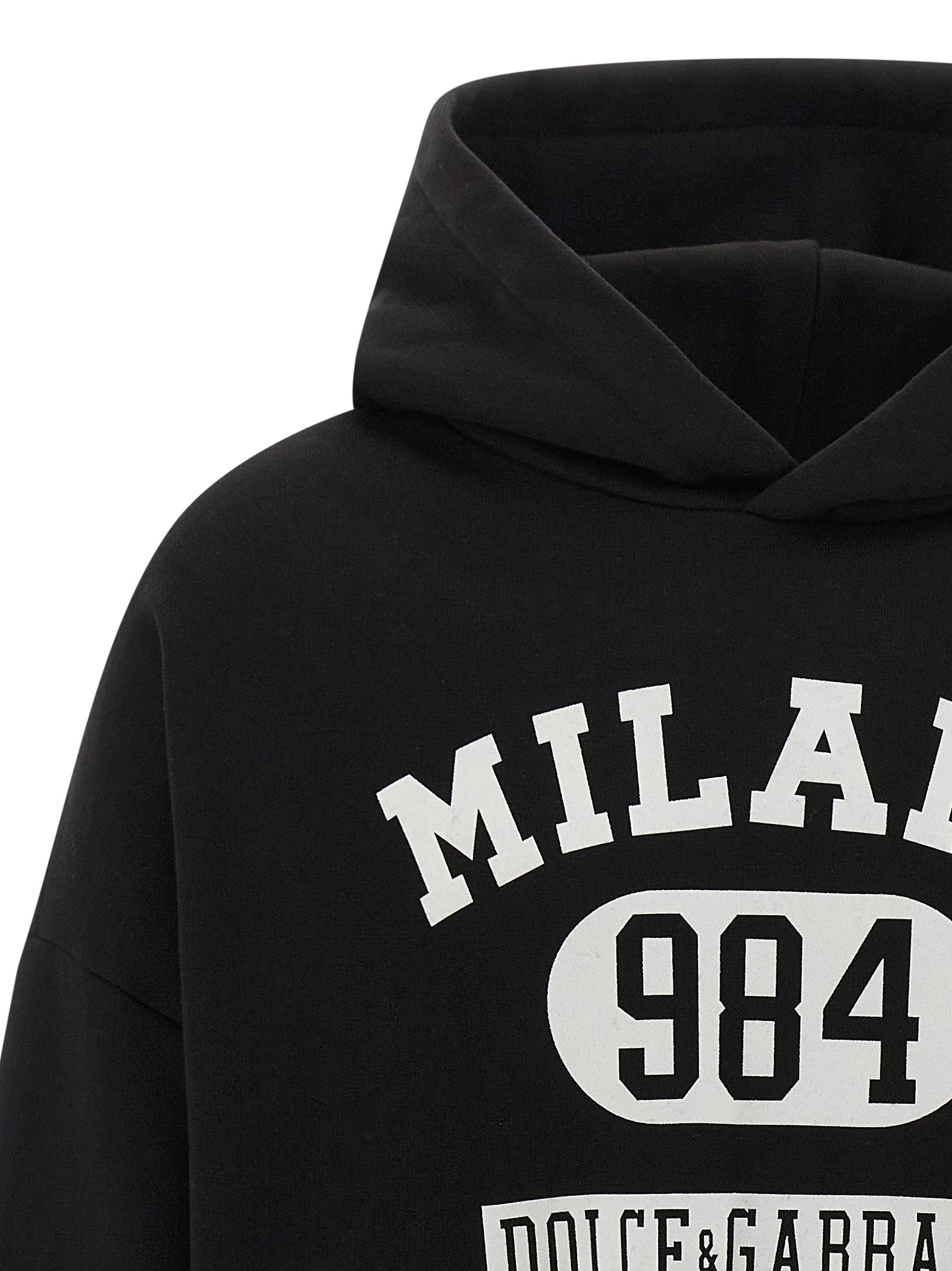 Sweatshirt en coton bicolore de Dolce & Gabbana, style décontracté avec logo sur la poitrine, en bleu et blanc.