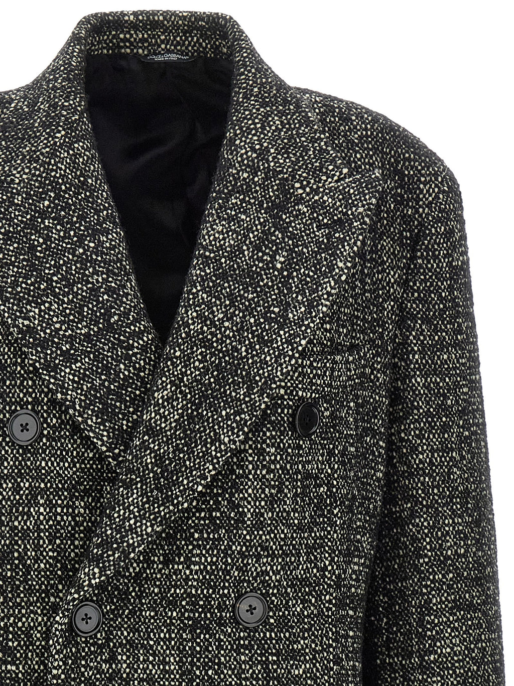 Manteau bicolore en polyamide de Dolce & Gabbana, coupe élégante et moderne, visible sur un mannequin.