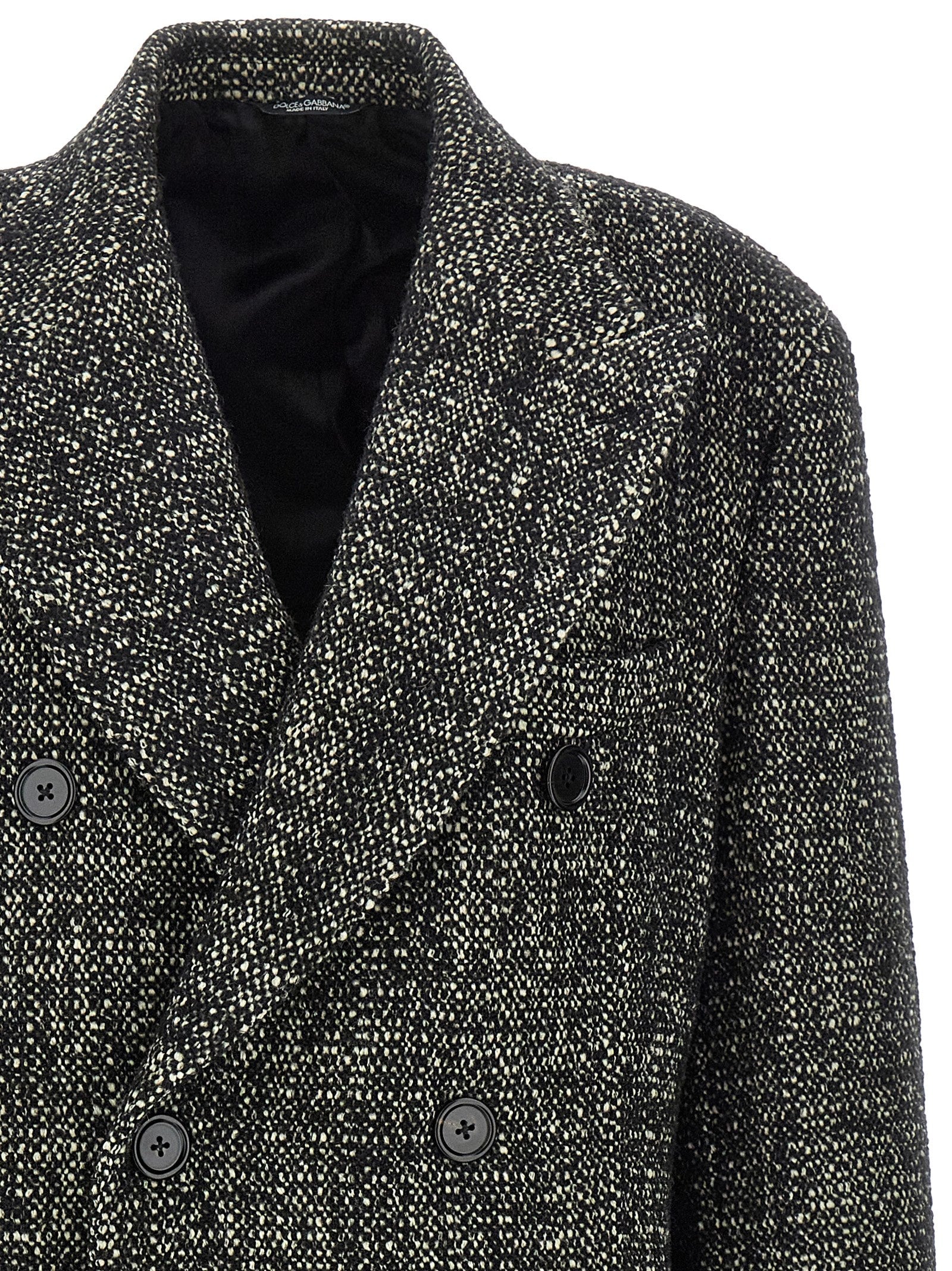 Manteau bicolore en polyamide de Dolce & Gabbana, coupe élégante et moderne, visible sur un mannequin.