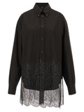 Chemise en laine vierge marron de Fendi, coupe élégante, tissu doux, détails sophistiqués, vue de face.