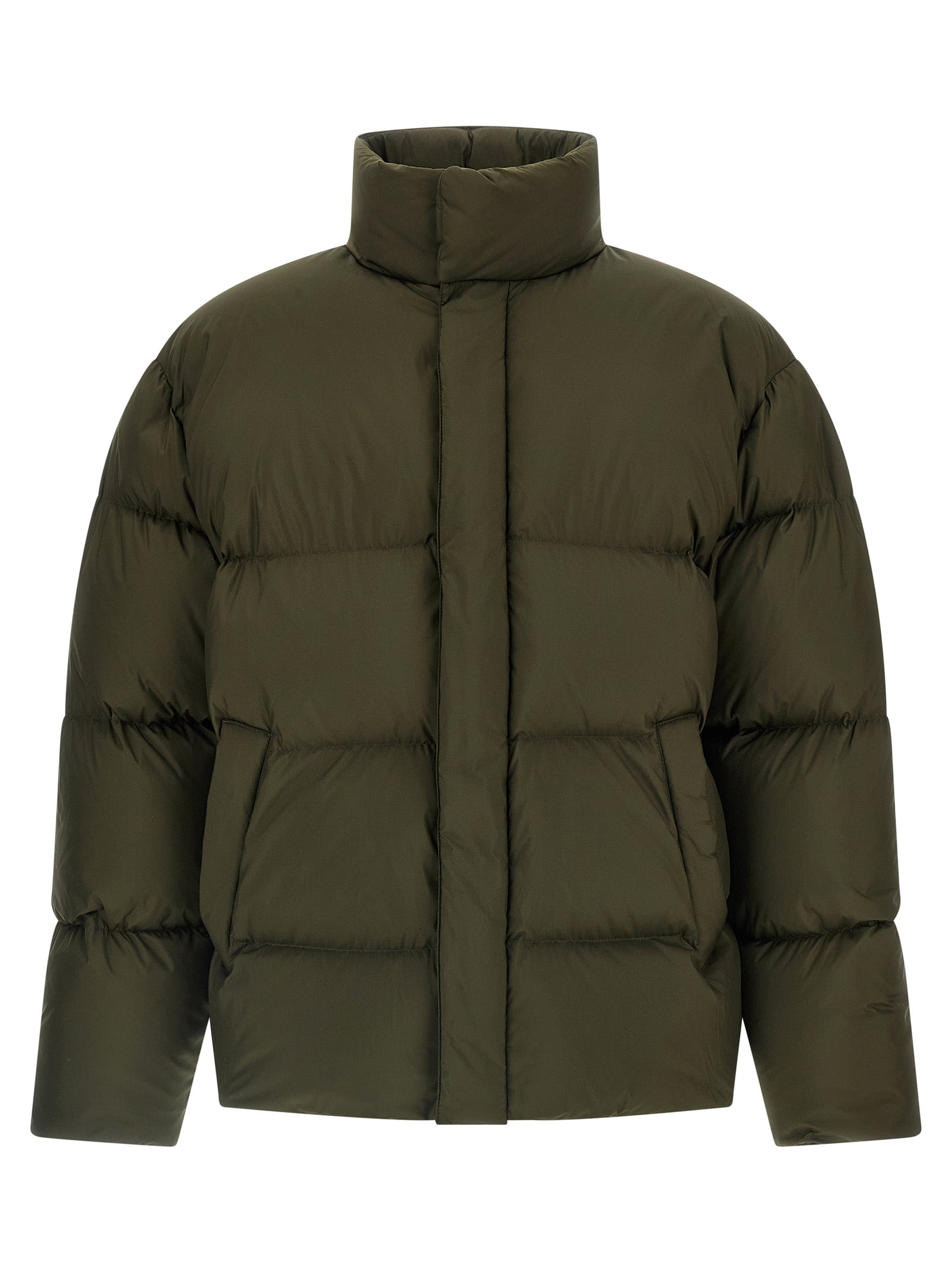Veste longue bicolore en polyester Saint Laurent, coupe moderne et élégante, visible avec détails de design sur l'image.