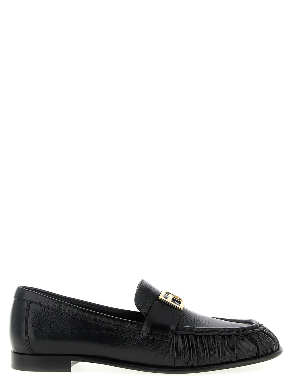 Mocassins Fendi en cuir d'agneau noir, en slip-on élégants, avec design sophistiqué et finition de haute qualité.
