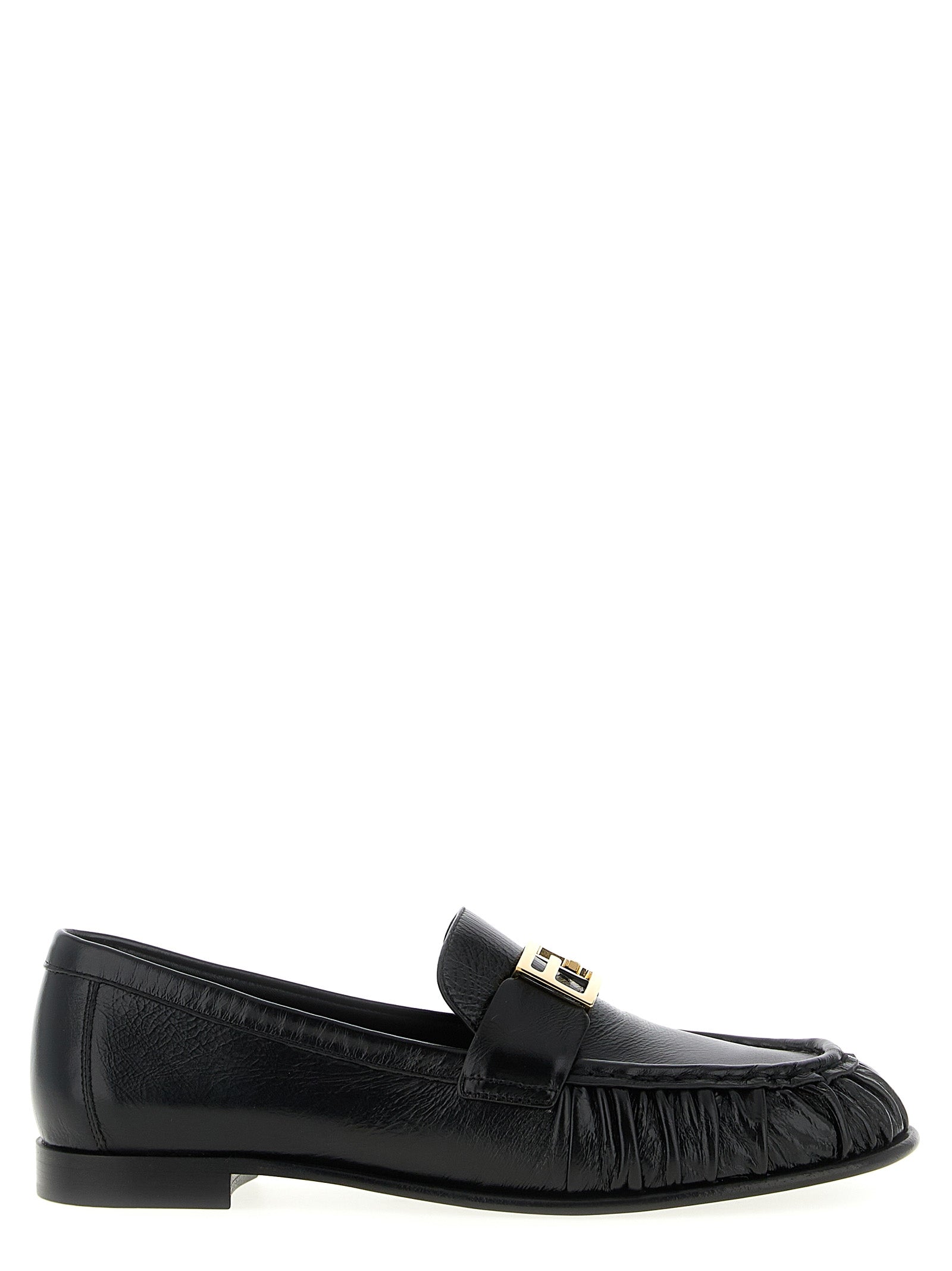 Mocassins Fendi en cuir d'agneau noir, en slip-on élégants, avec design sophistiqué et finition de haute qualité.