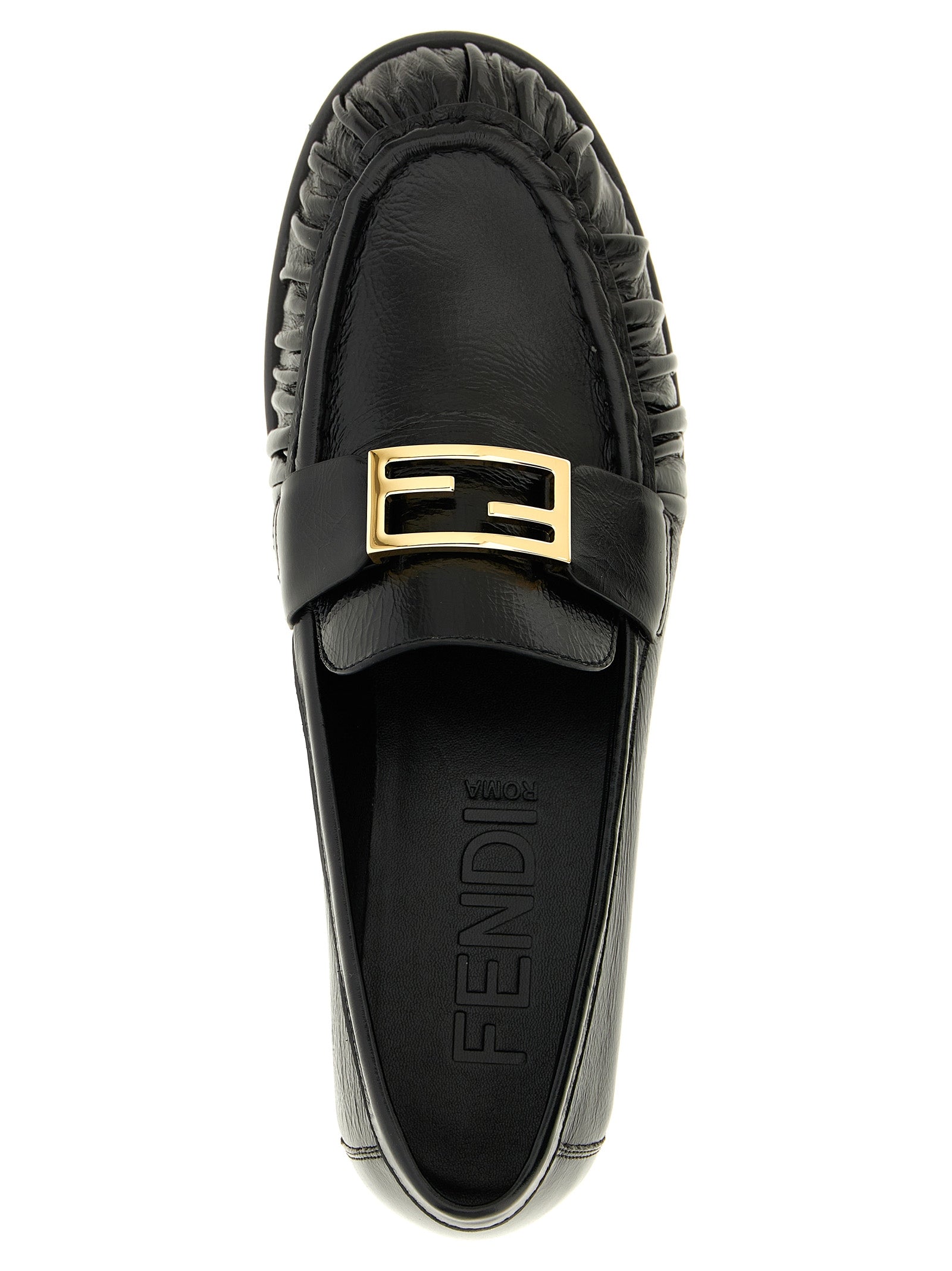 Mocassins Fendi en cuir d'agneau noir à enfiler, élégants et confortables, pour homme ou femme.