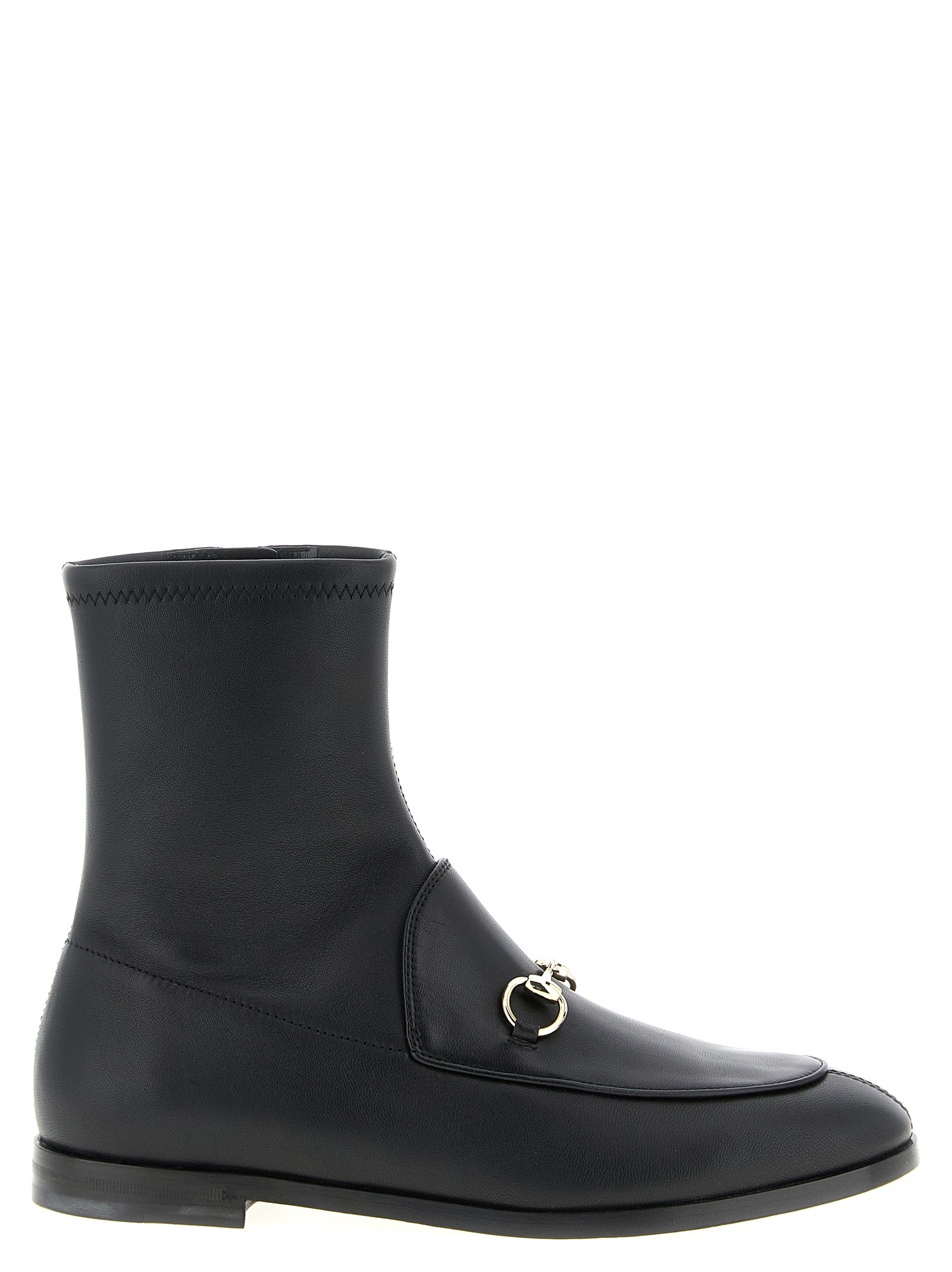 Bottes ankle en cuir d'agneau noir de Gucci, élégantes et sophistiquées, avec finition de haute qualité et design moderne.