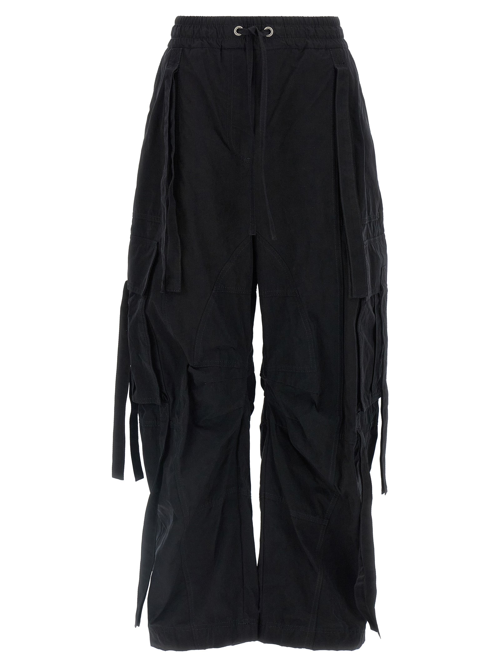 Pantalon cargo en coton noir de Dolce & Gabbana, style décontracté avec poches latérales, pour homme.