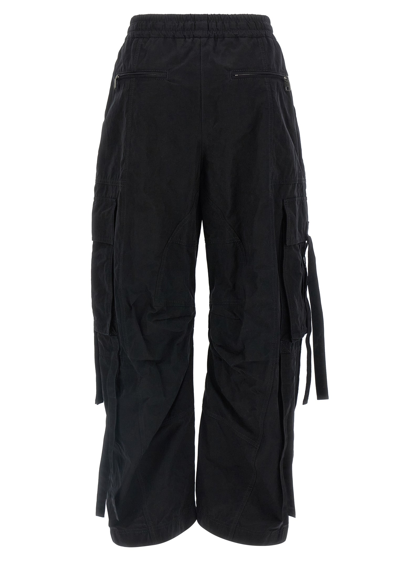 Pantalons cargo noirs en coton de la marque Dolce & Gabbana, coupe décontractée avec poches latérales et détails modernes.