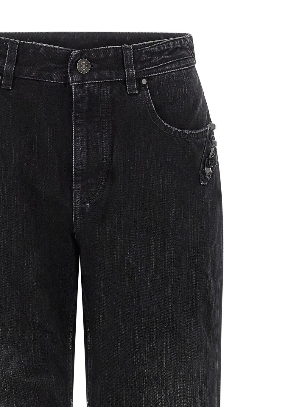 Jeans droits en coton noir de Balenciaga, vue de face, avec coupe classique et détails simples.