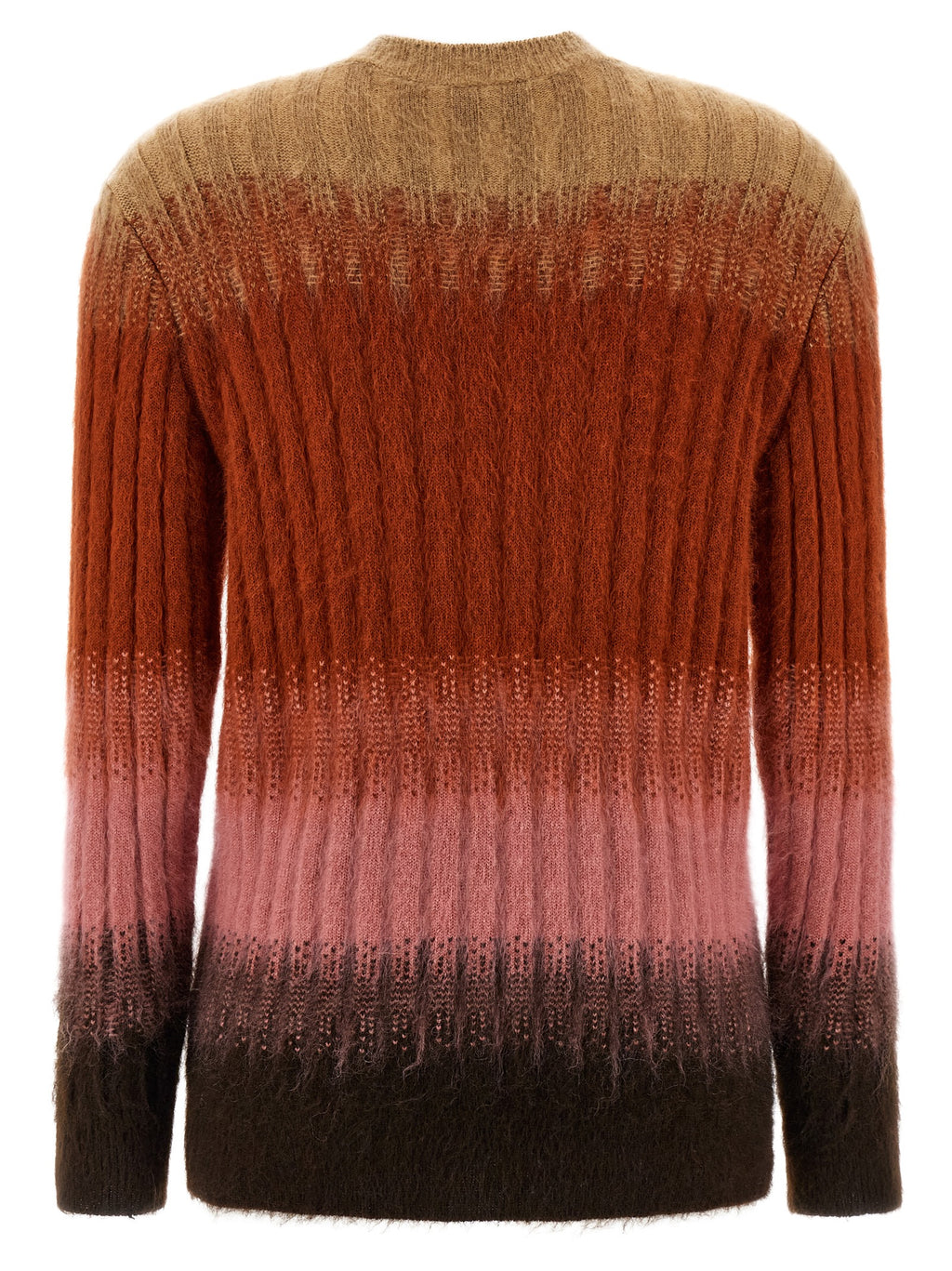 Cardigan en laine multicolore Fendi avec boutons, porté sur un modèle, détails visibles, style élégant et moderne.