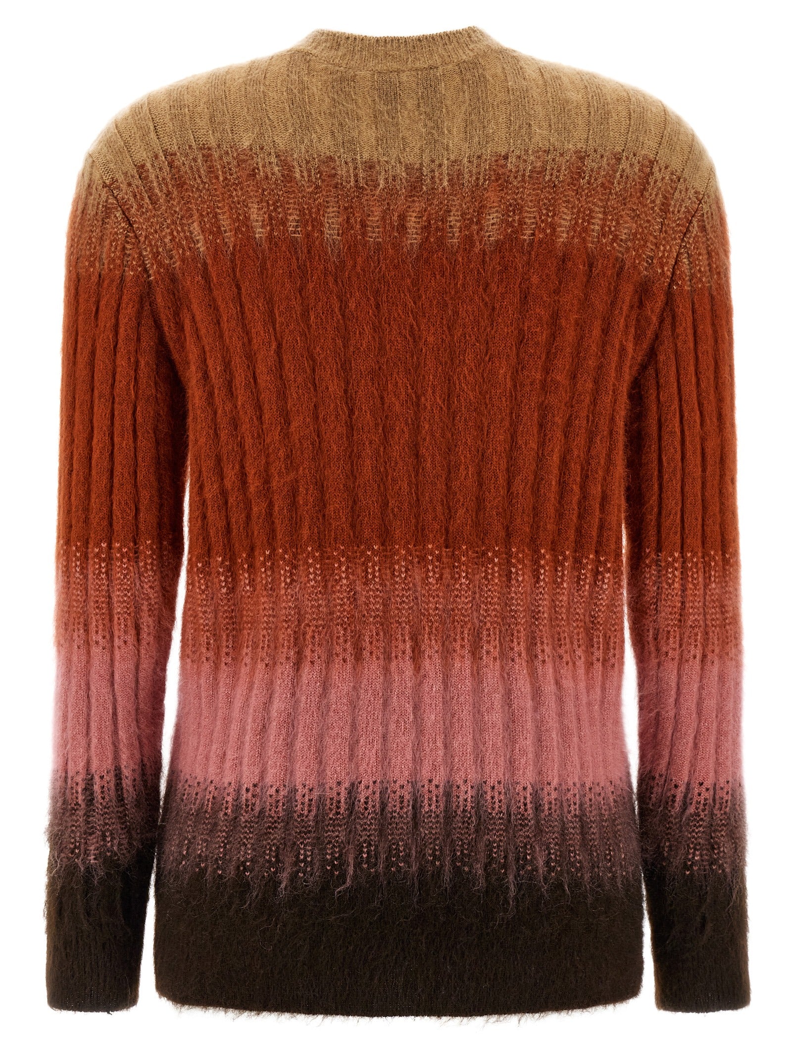 Cardigan en laine multicolore Fendi avec boutons, porté sur un modèle, détails visibles, style élégant et moderne.