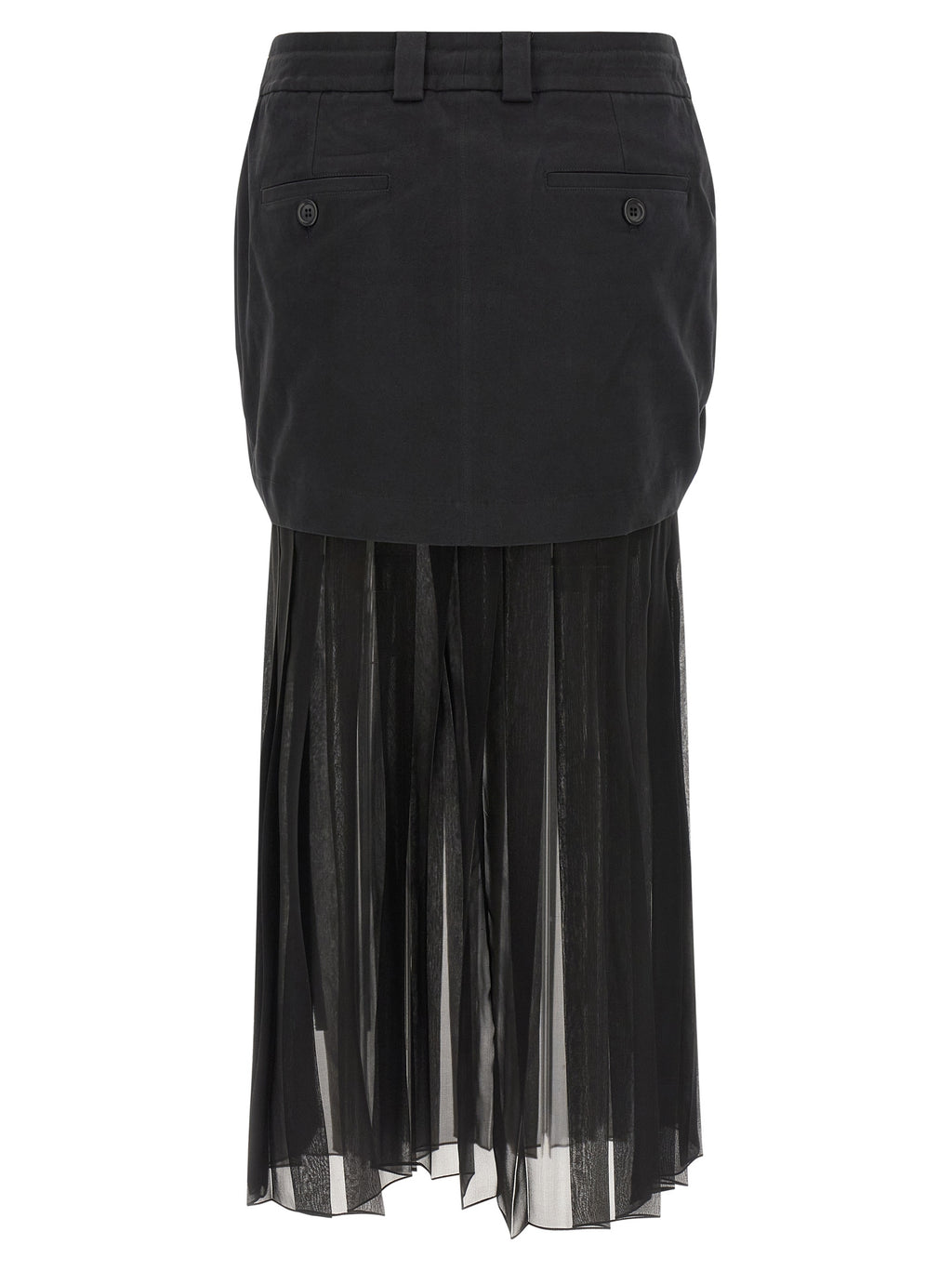 Jupe midi en soie noire de Dolce & Gabbana, élégante et fluide, visible en détail sur l’image.