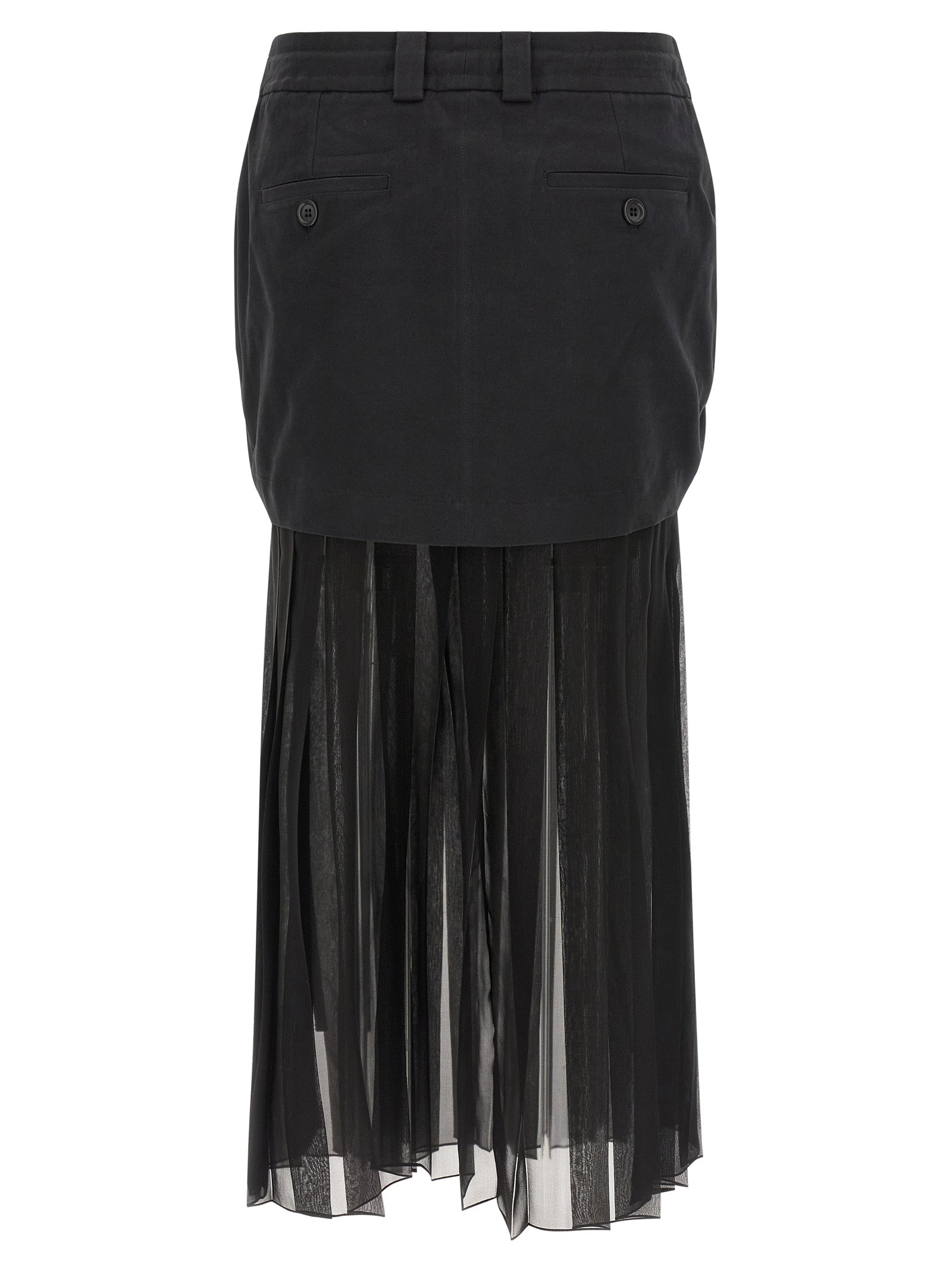 Jupe midi en soie noire de Dolce & Gabbana, élégante et fluide, visible en détail sur l’image.