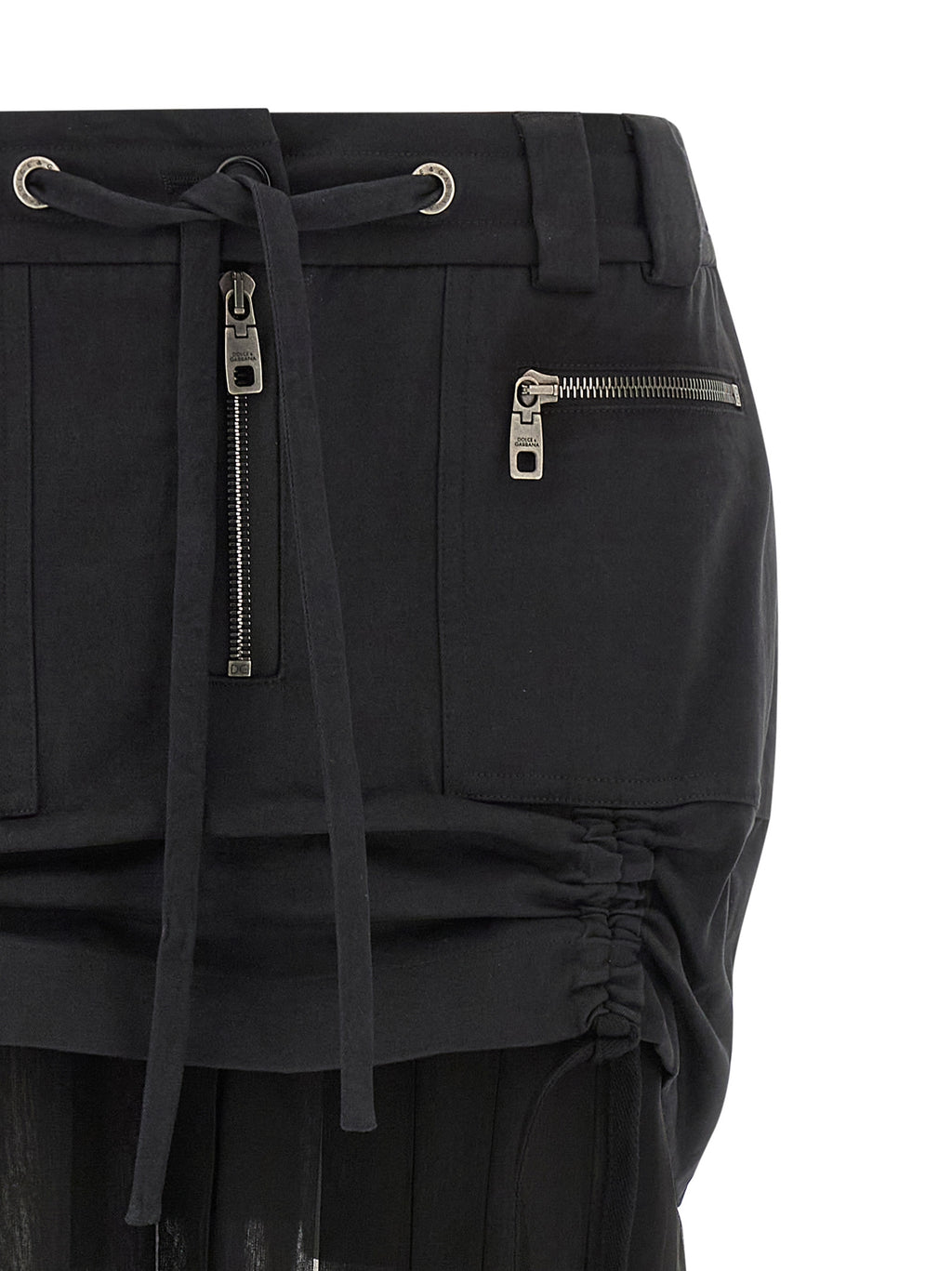 Jupe midi en soie noire de Dolce & Gabbana, élégante et fluide, avec coupe ajustée et finition sophistiquée.