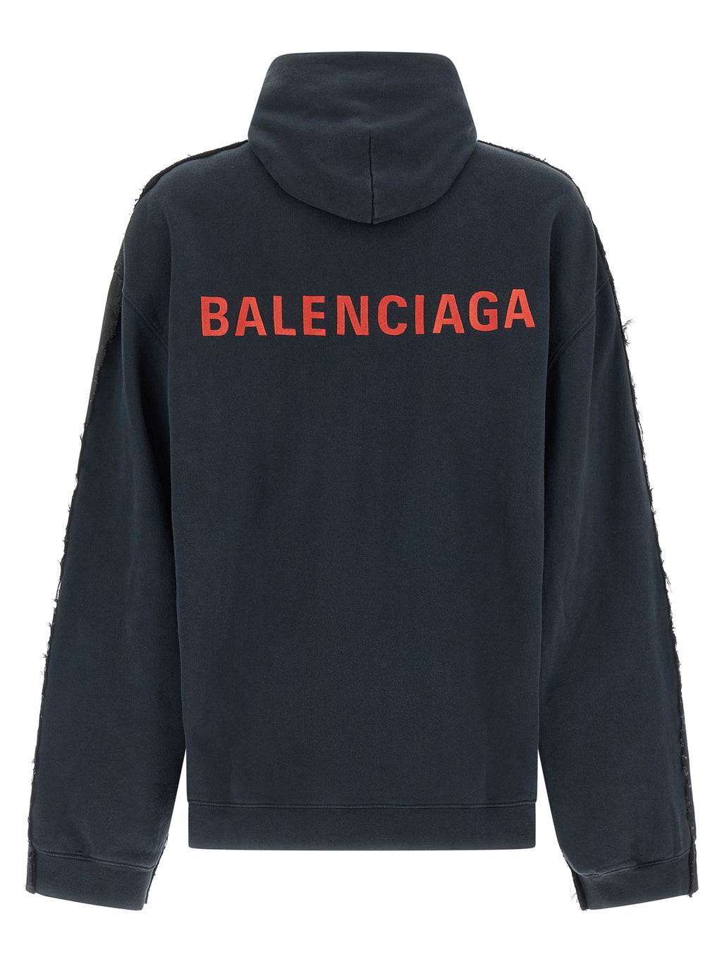 Veste en denim noir en coton de Balenciaga avec coupe décontractée et détails modernes, vue en gros plan sur le tissu.
