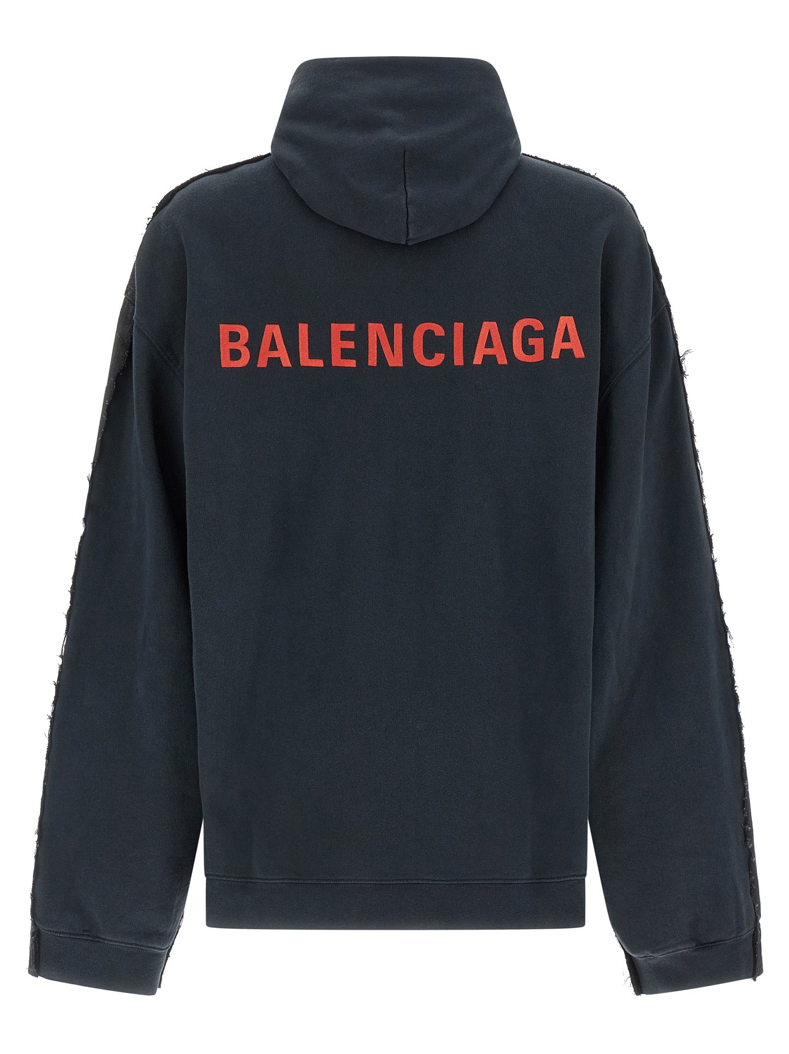 Veste en denim noir en coton de Balenciaga avec coupe décontractée et détails modernes, vue en gros plan sur le tissu.
