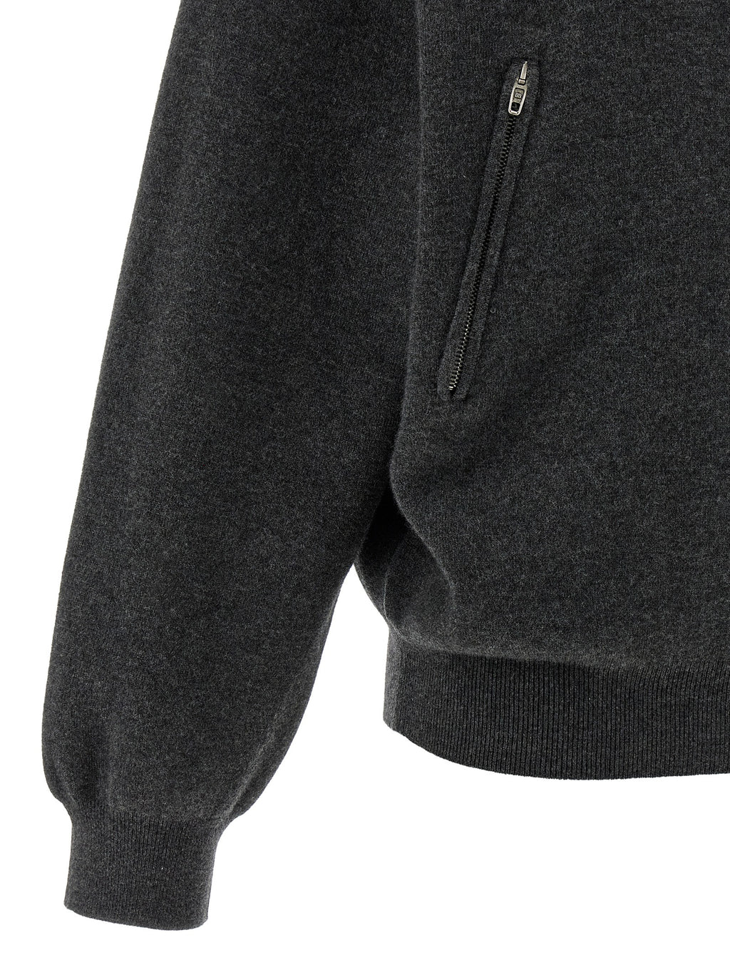 Cardigan gris en laine de Balenciaga porté, avec col en V et boutons, confortable et élégant pour homme ou femme.