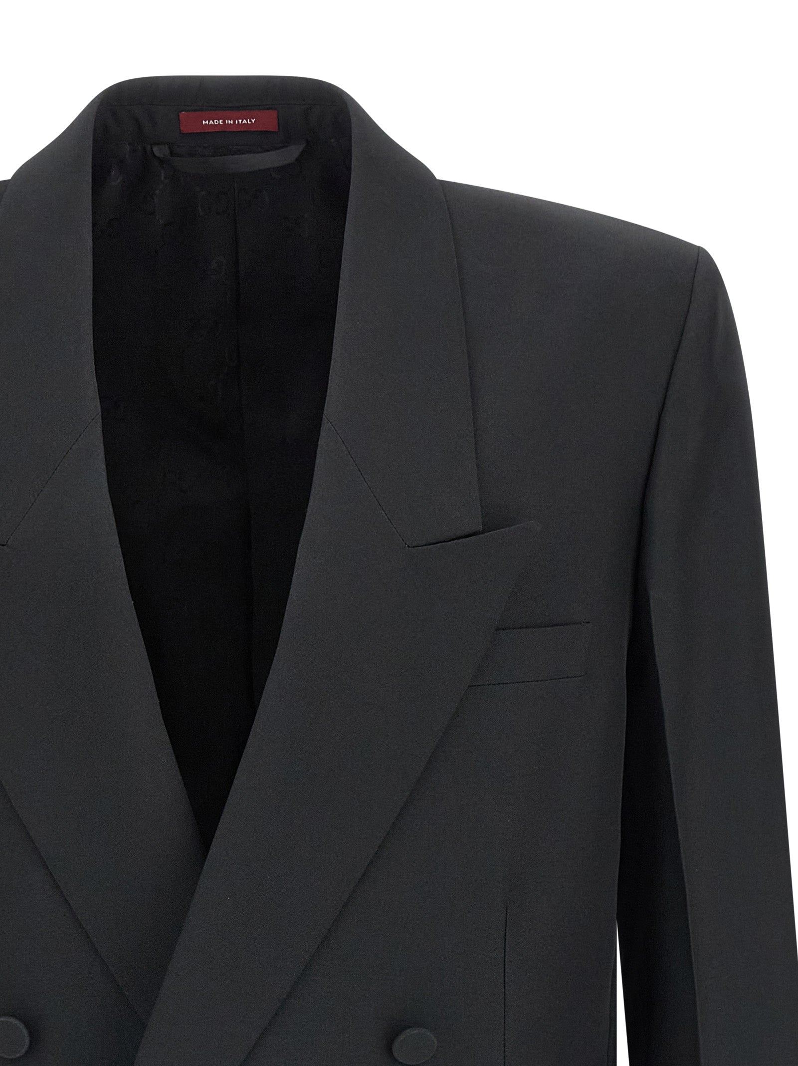 Veste blazer en polyester noir de Gucci, élégante et tendance, avec coupe ajustée et détails sophistiqués.