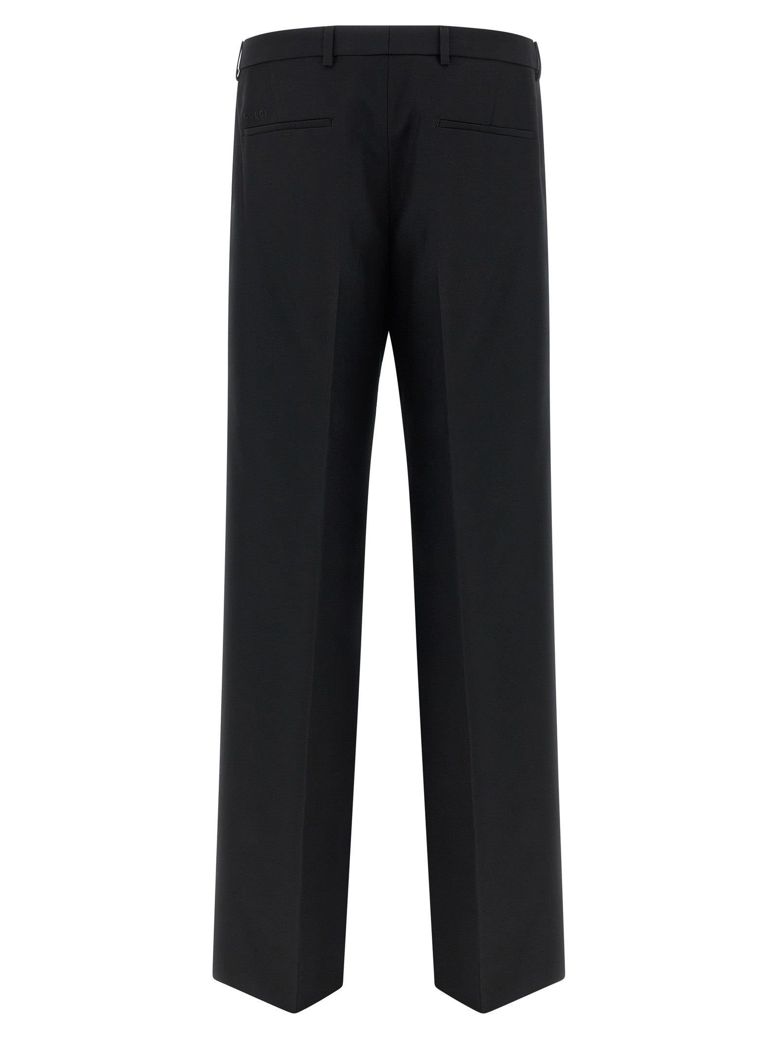 Pantalons de costume noirs en polyester Gucci pour homme, élégants et classiques, visibles sur cette image.