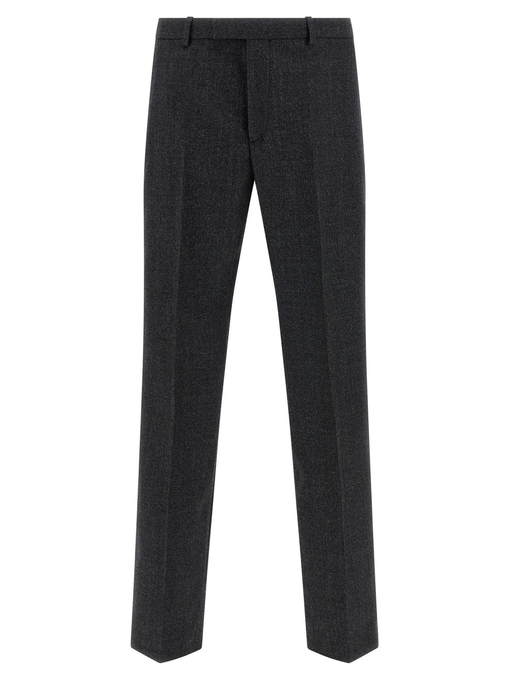Pantalon gris en laine Gucci pour homme, coupe élégante et tissu de haute qualité, visible sur cette image.