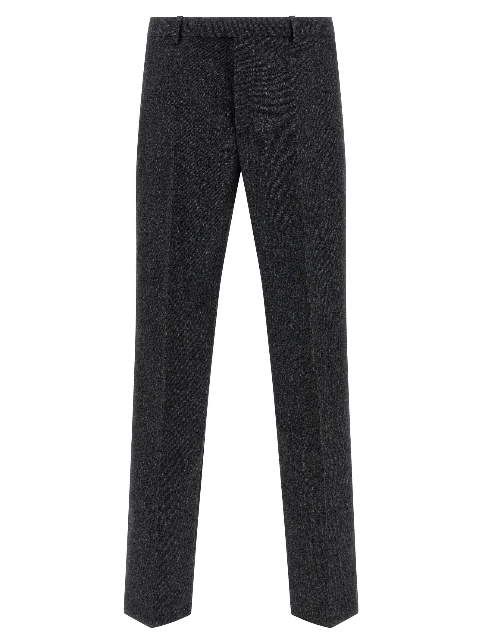 Pantalon gris en laine Gucci pour homme, coupe élégante et tissu de haute qualité, visible sur cette image.