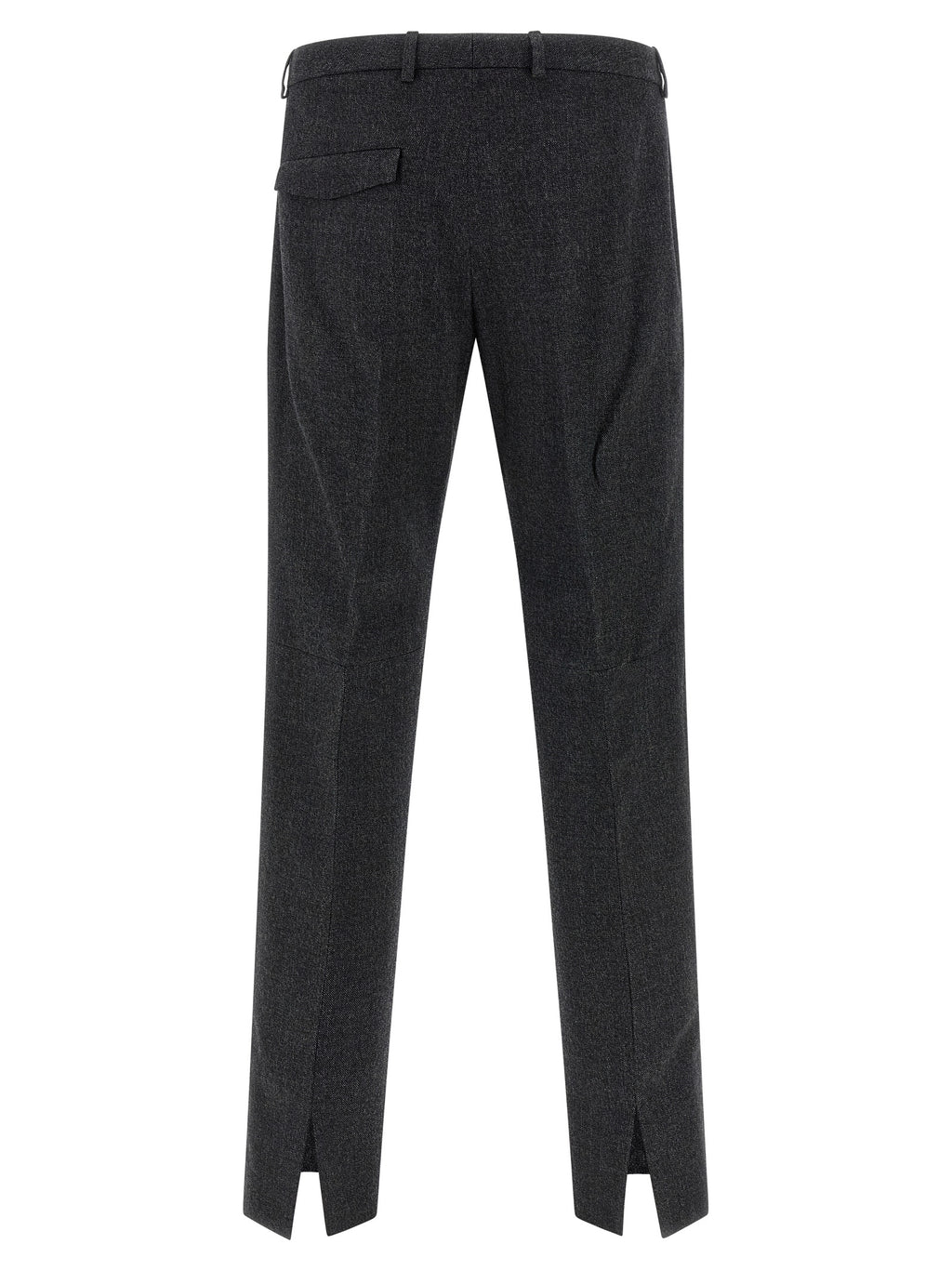 Pantalon gris en laine Gucci pour homme, coupe élégante, porté sur un mannequin, détails de couture visibles.
