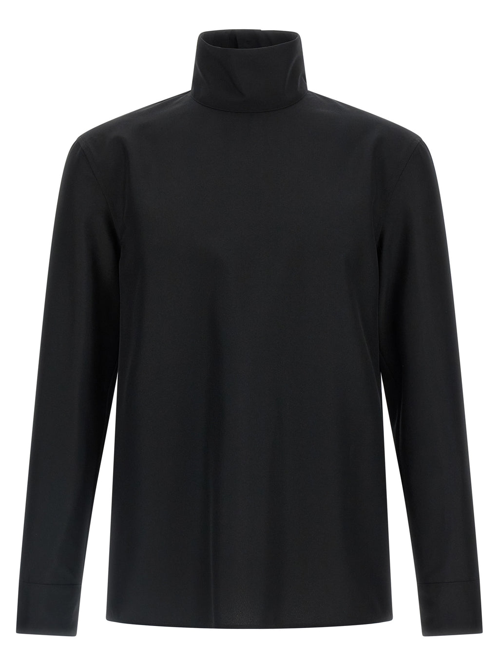 Chemise en polyester noir Gucci pour femme, coupe élégante et détails raffinés, visible sur l'image.