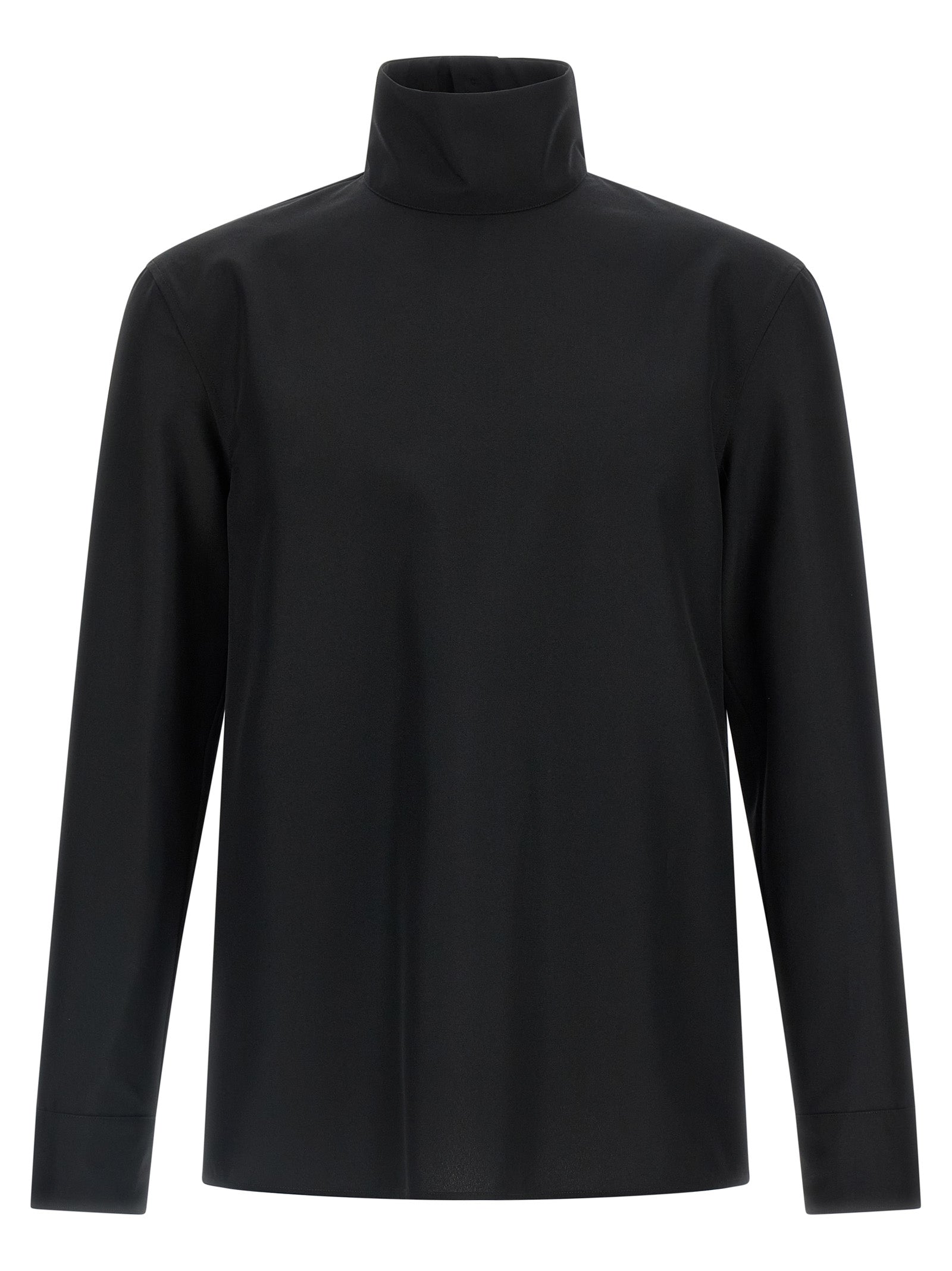 Chemise en polyester noir Gucci pour femme, coupe élégante et détails raffinés, visible sur l'image.