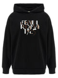 Sweat-shirt noir en coton de la marque Fendi, doux et confortable, avec logo discret sur la poitrine.
