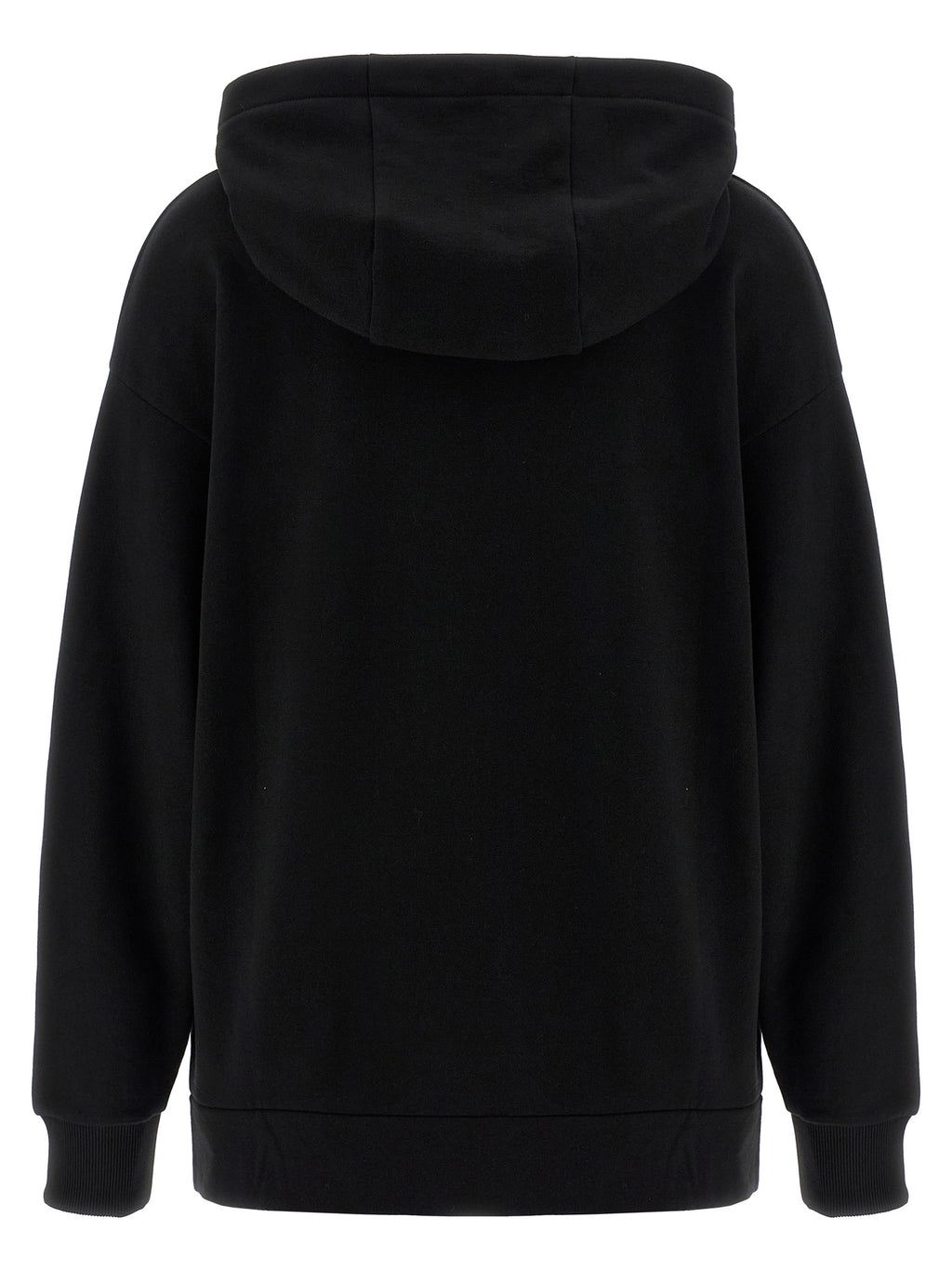 Sweatshirt en coton noir de Fendi, style décontracté avec logo de la marque, porté par un mannequin.