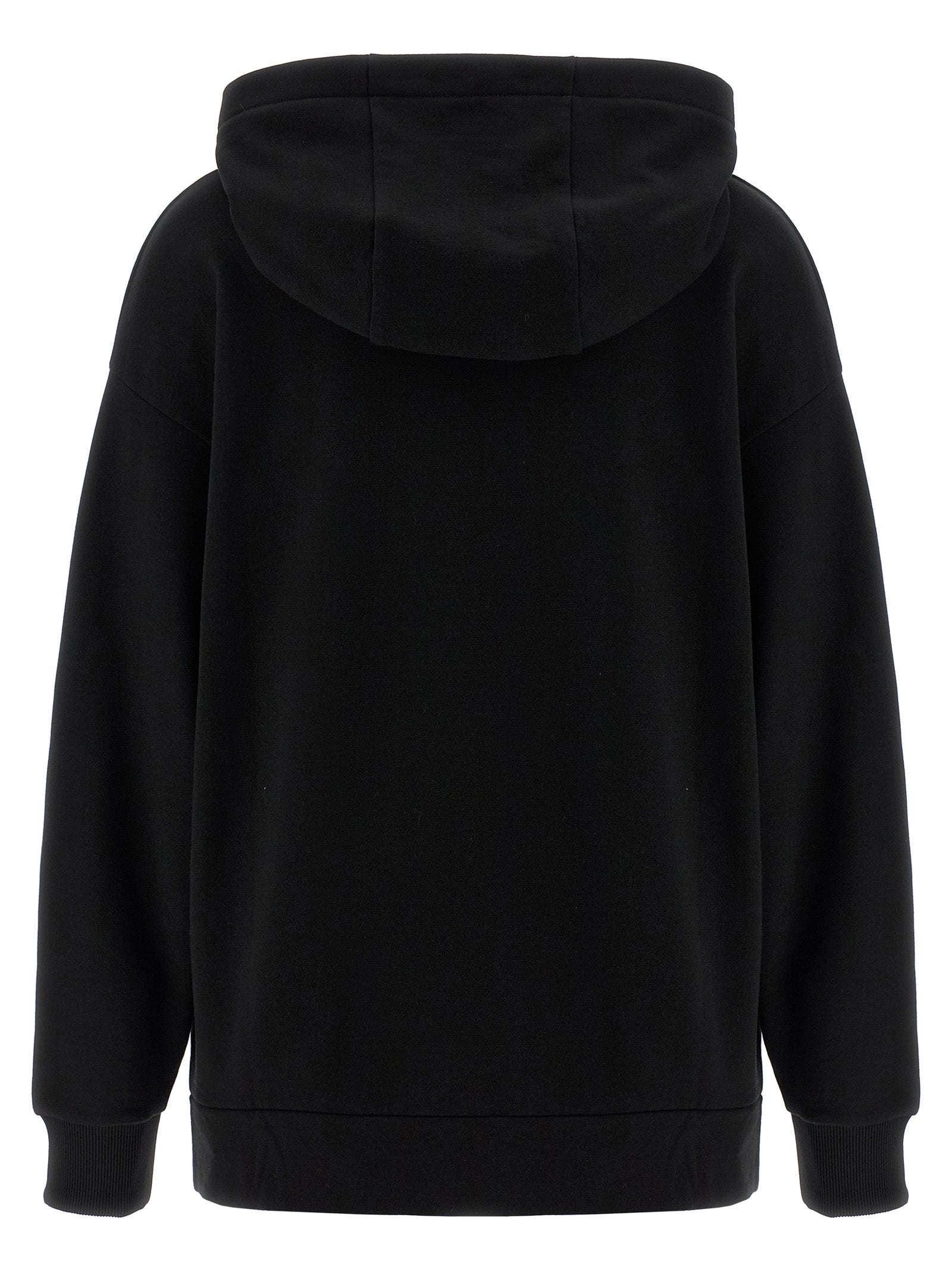 Sweatshirt en coton noir de Fendi, style décontracté avec logo de la marque, porté par un mannequin.