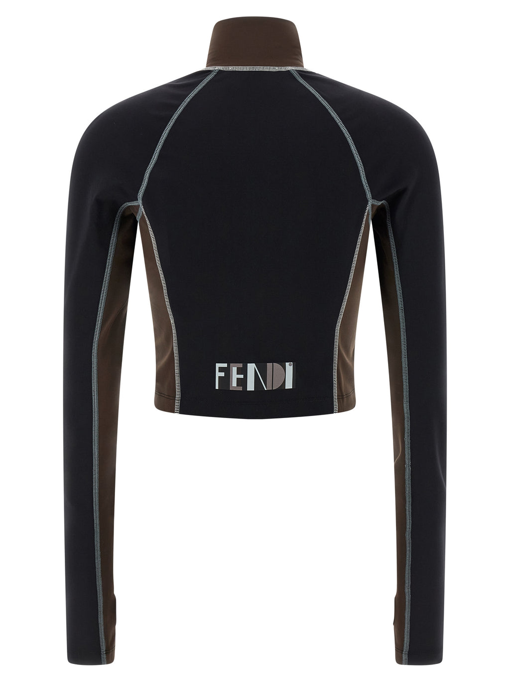 Haut en polyamide noir de la marque Fendi, détail élégant visible sur cette image.