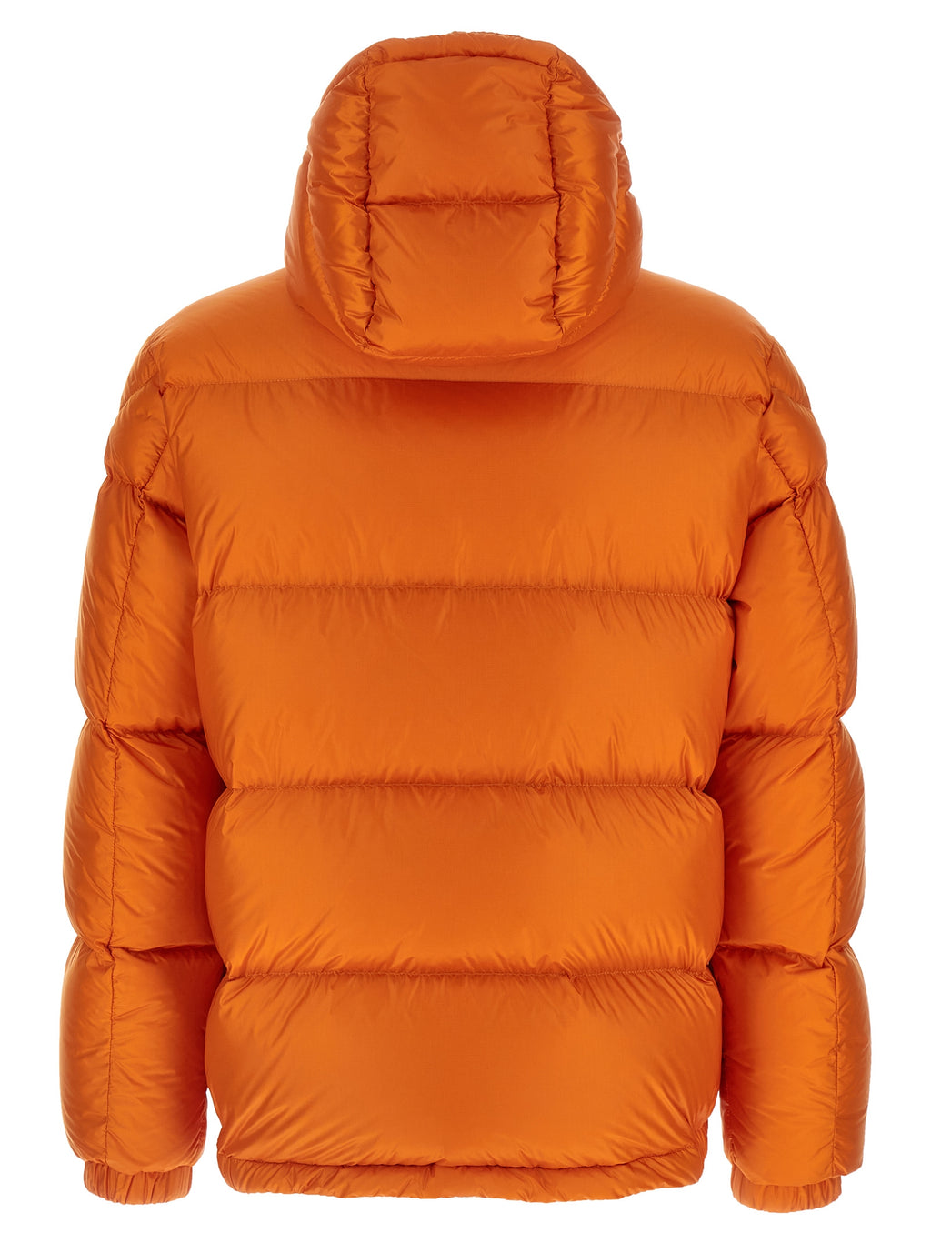 Veste longue en polyamide orange de Moncler, coupe moderne et élégante, conçue pour la protection contre le froid.
