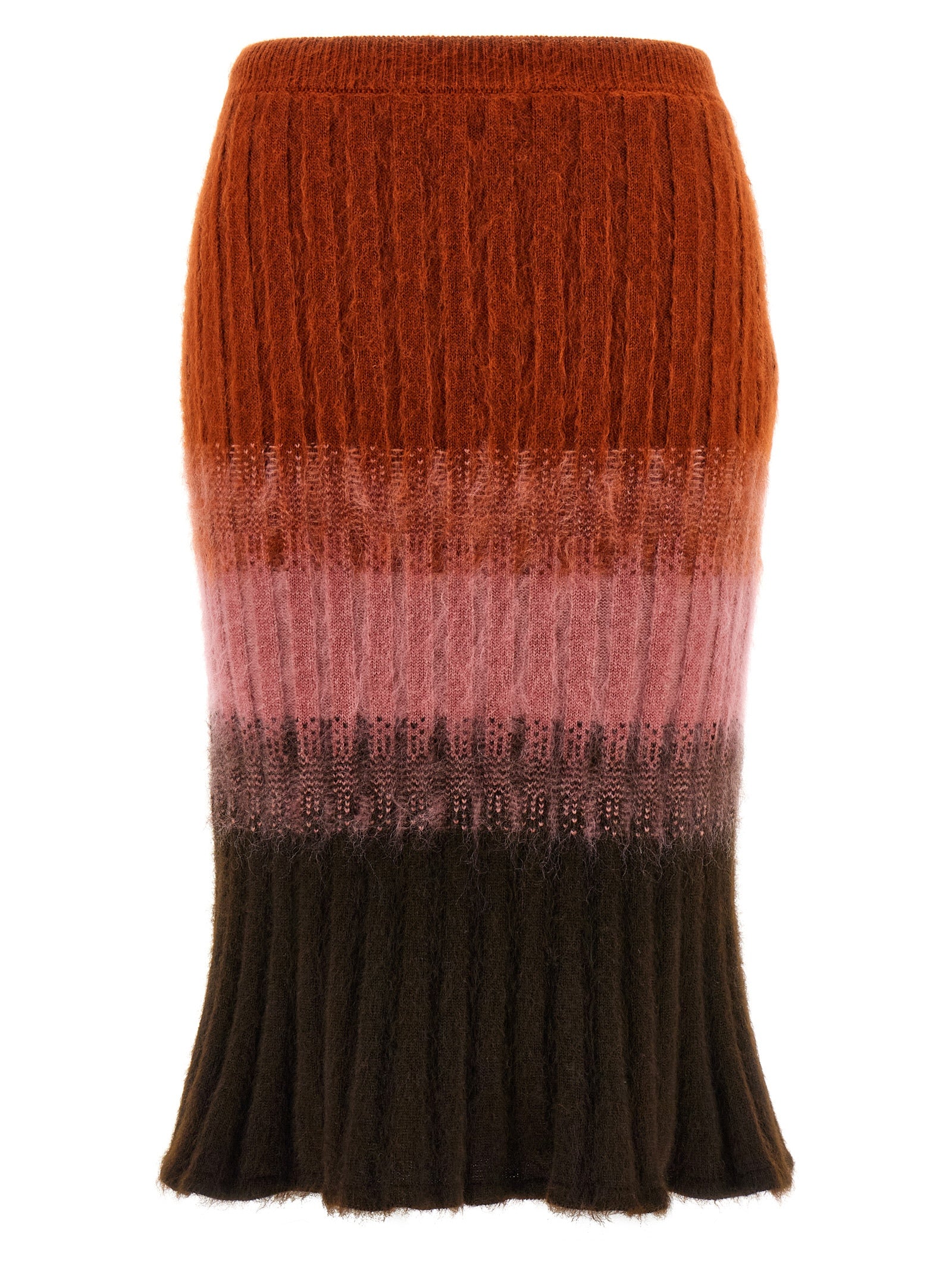 Jupe midi en laine multicolore Fendi avec motif élégant, portée fluide et tendance, parfaite pour un look sophistiqué.