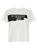 T-shirt en coton bicolore Givenchy, coupe classique avec logo discret, porté sur mannequin, vue de face.