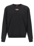 Sweat-shirt en coton noir Diesel Black avec logo imprimé, porté par un mannequin, vue de face.