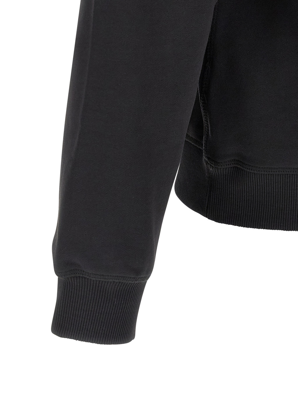 Sweat-shirt en coton noir Diesel, coupe décontractée, logo Diesel imprimé sur la poitrine, porté avec un fond neutre.