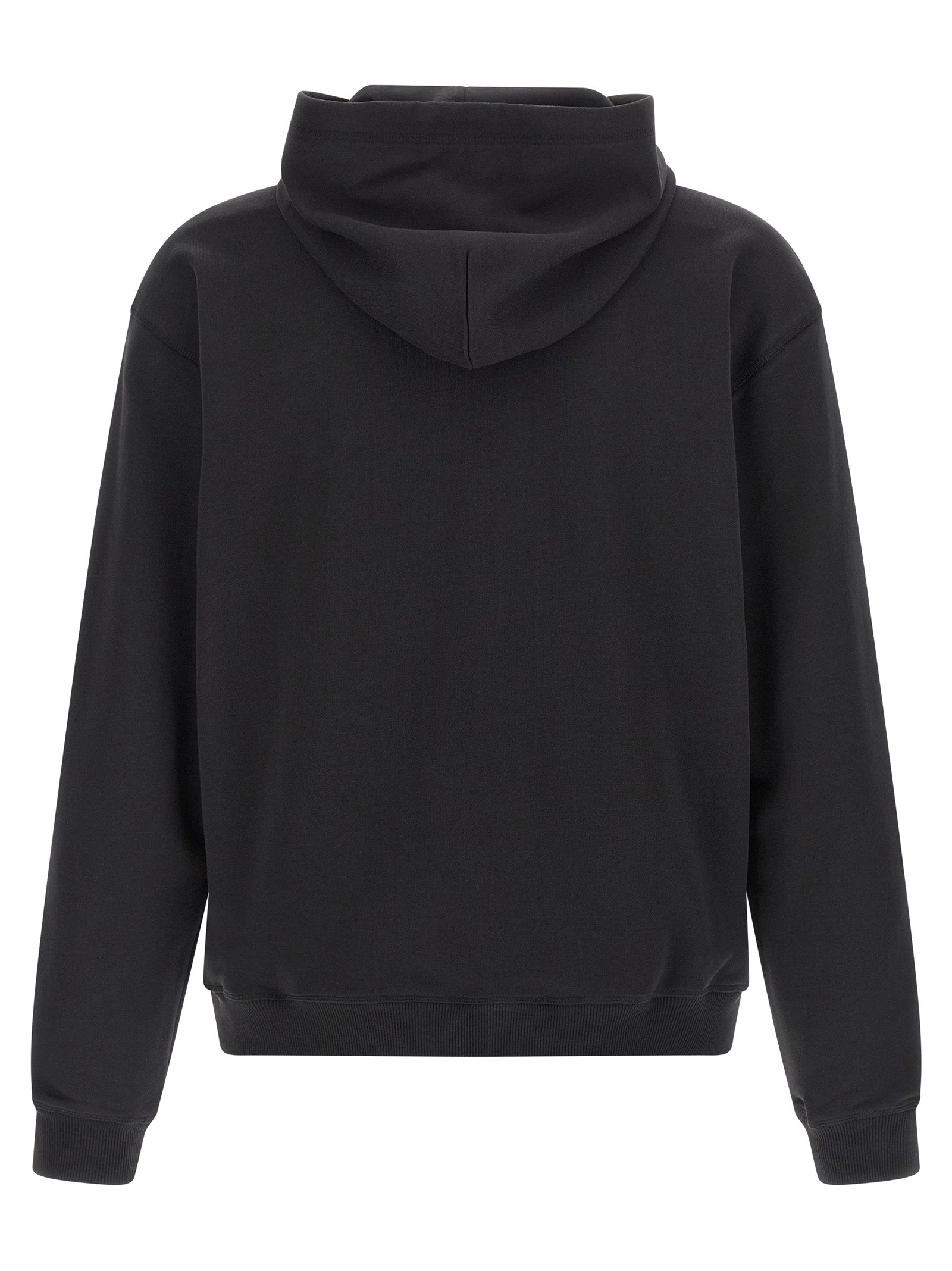 Sweatshirt en coton noir Diesel, coupe décontractée, logo Diesel sur la poitrine, porté sur un fond neutre.