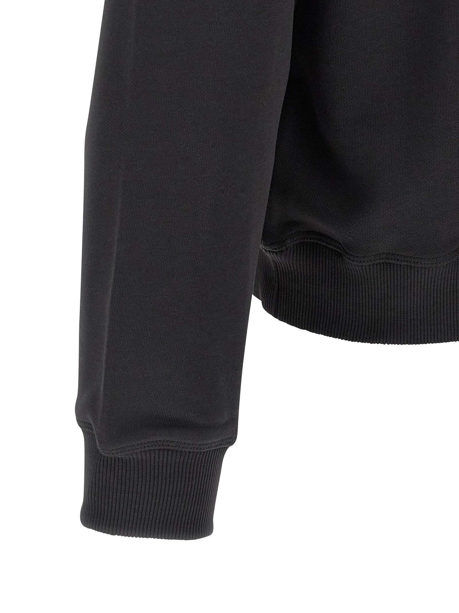 Sweat-shirt noir en coton Diesel, coupe décontractée avec logo brodé sur la poitrine, texture douce et confortable visible.