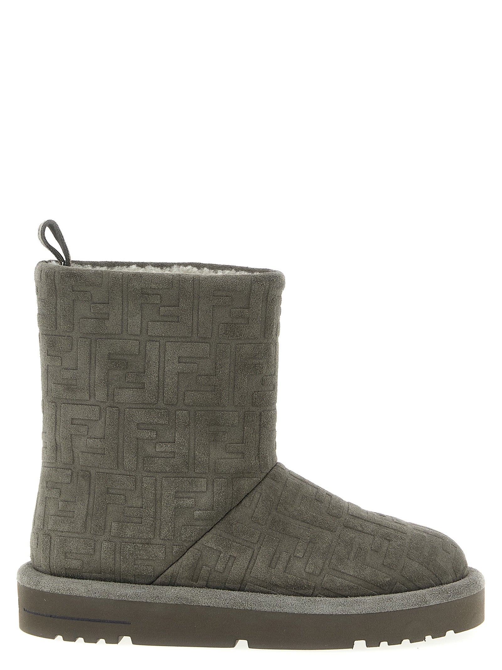 Bottes ankle en cuir de veau gris de Fendi, style élégant et sophistiqué pour femme.