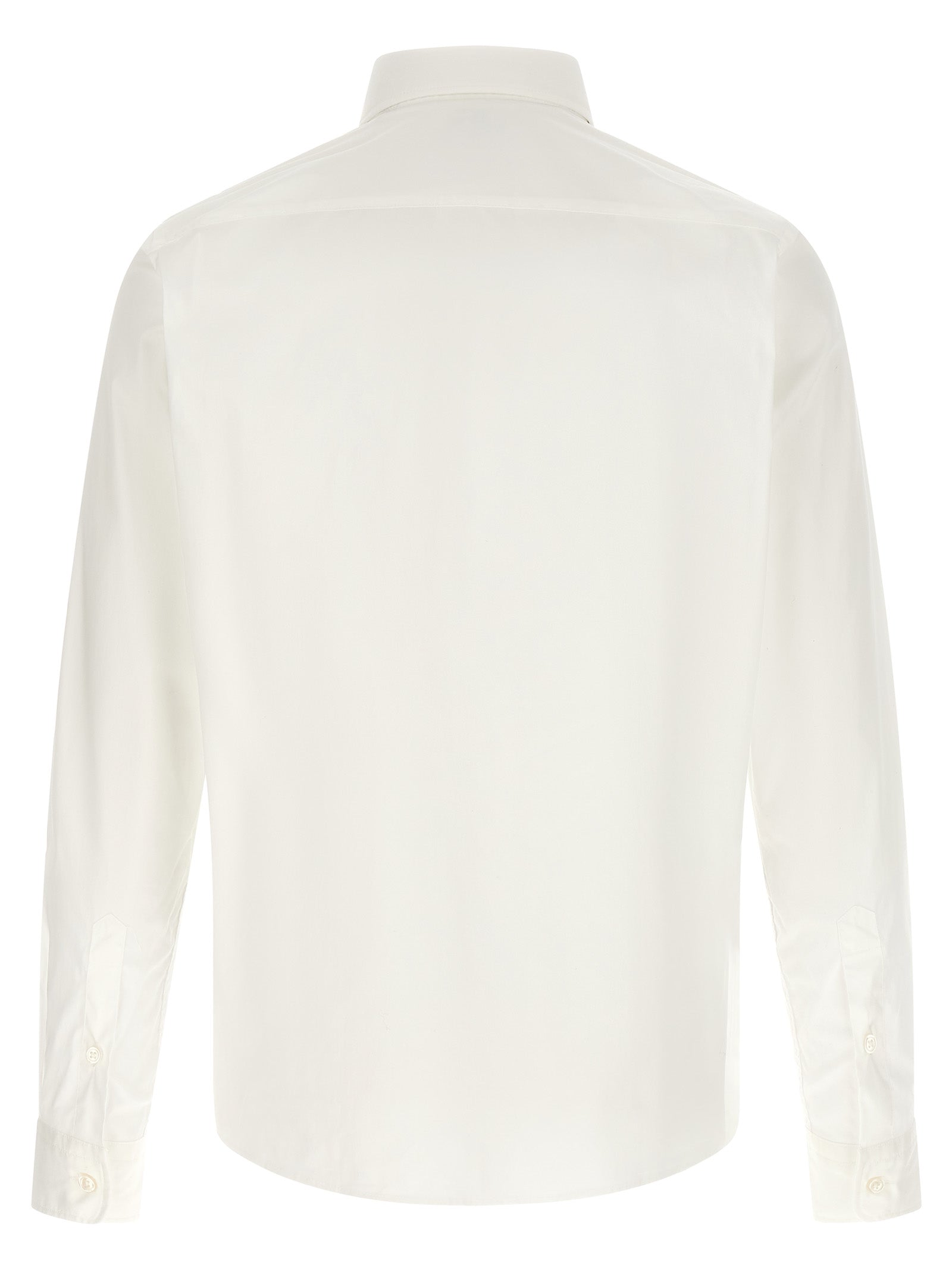 Chemise blanche en coton de la marque Hugo Boss, vue de face, avec col classique et manches longues.
